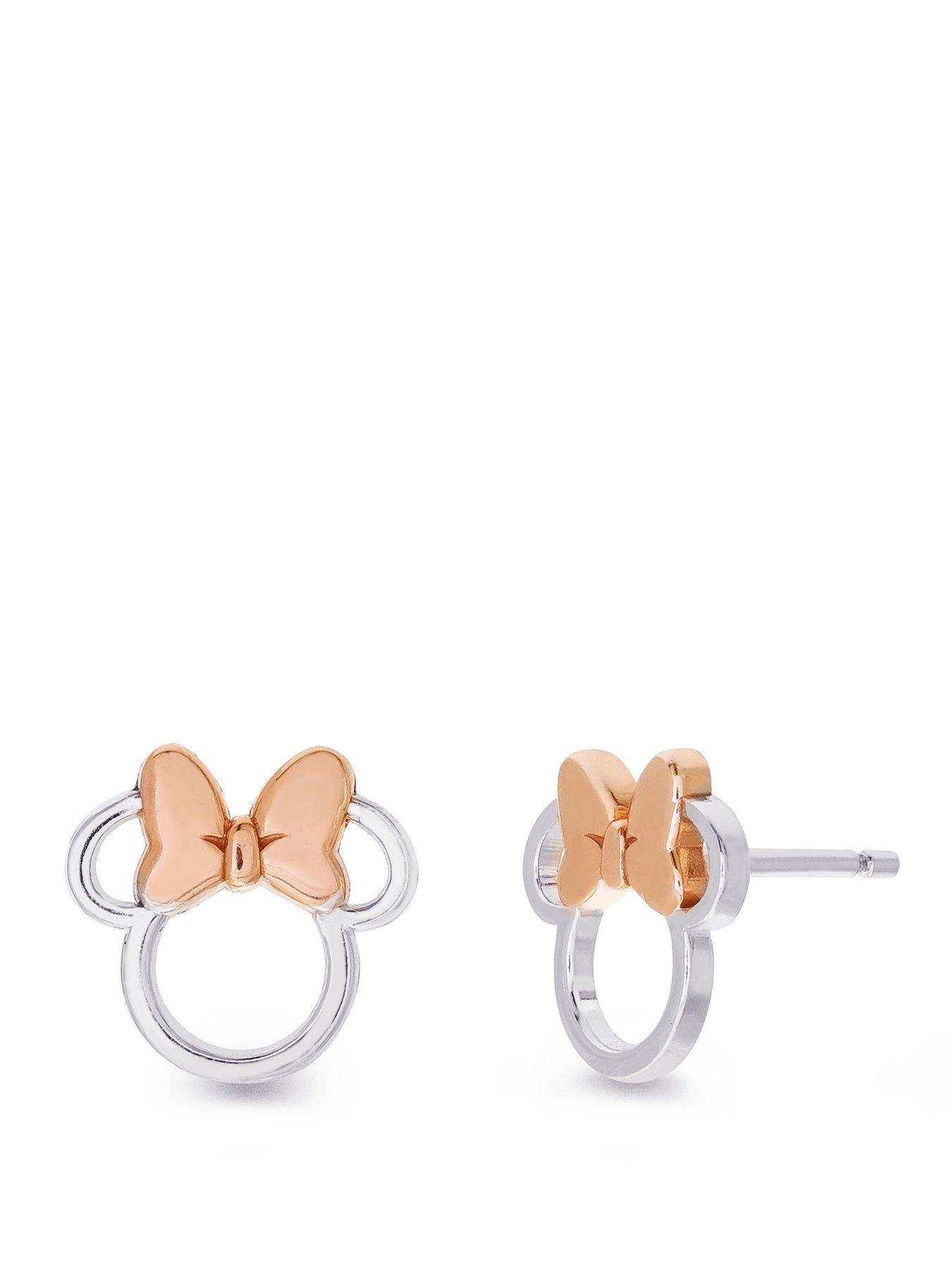 Image 1 of 4 of Disney Brass Minnie Mouse Cut-Out Stud Earring - Silver