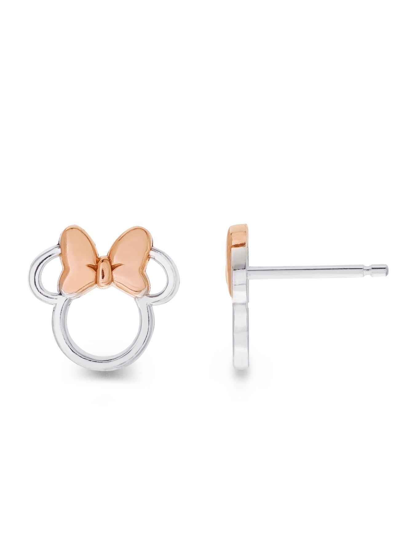 Image 2 of 4 of Disney Brass Minnie Mouse Cut-Out Stud Earring - Silver