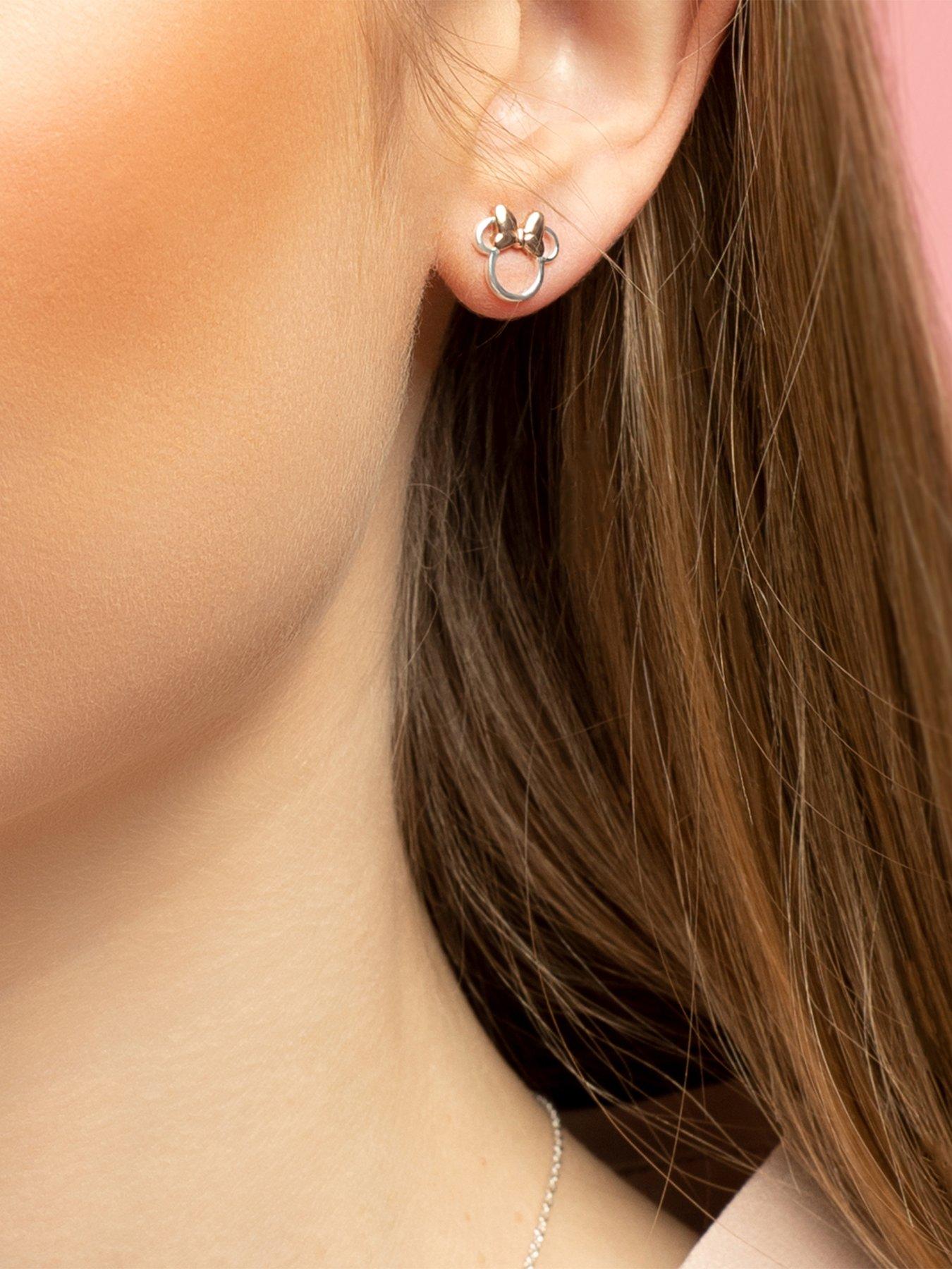 Image 3 of 4 of Disney Brass Minnie Mouse Cut-Out Stud Earring - Silver