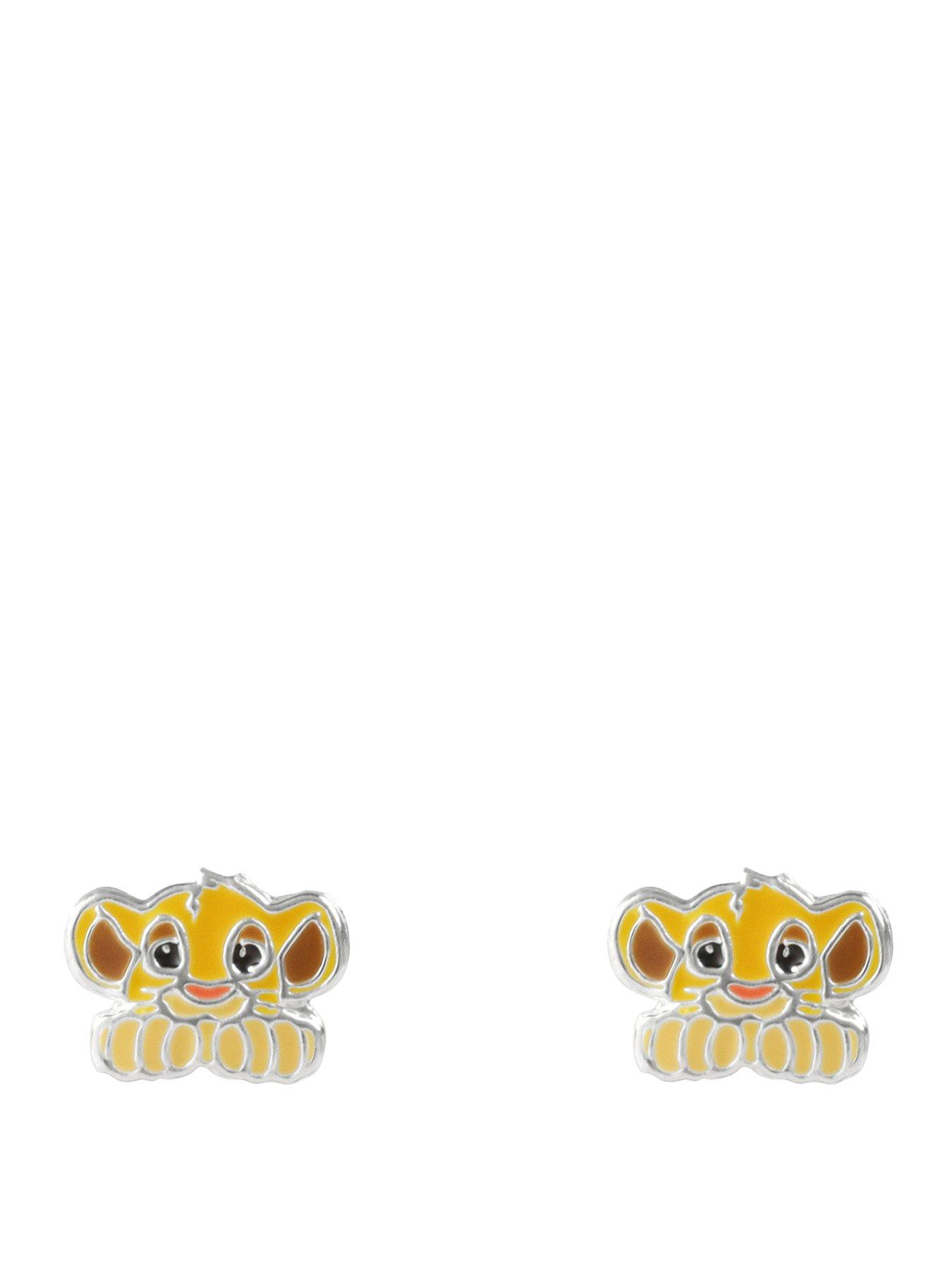 Image 1 of 3 of Disney Sterling Silver 925 Simba Enamel Stamp Stud Earrings - Multi