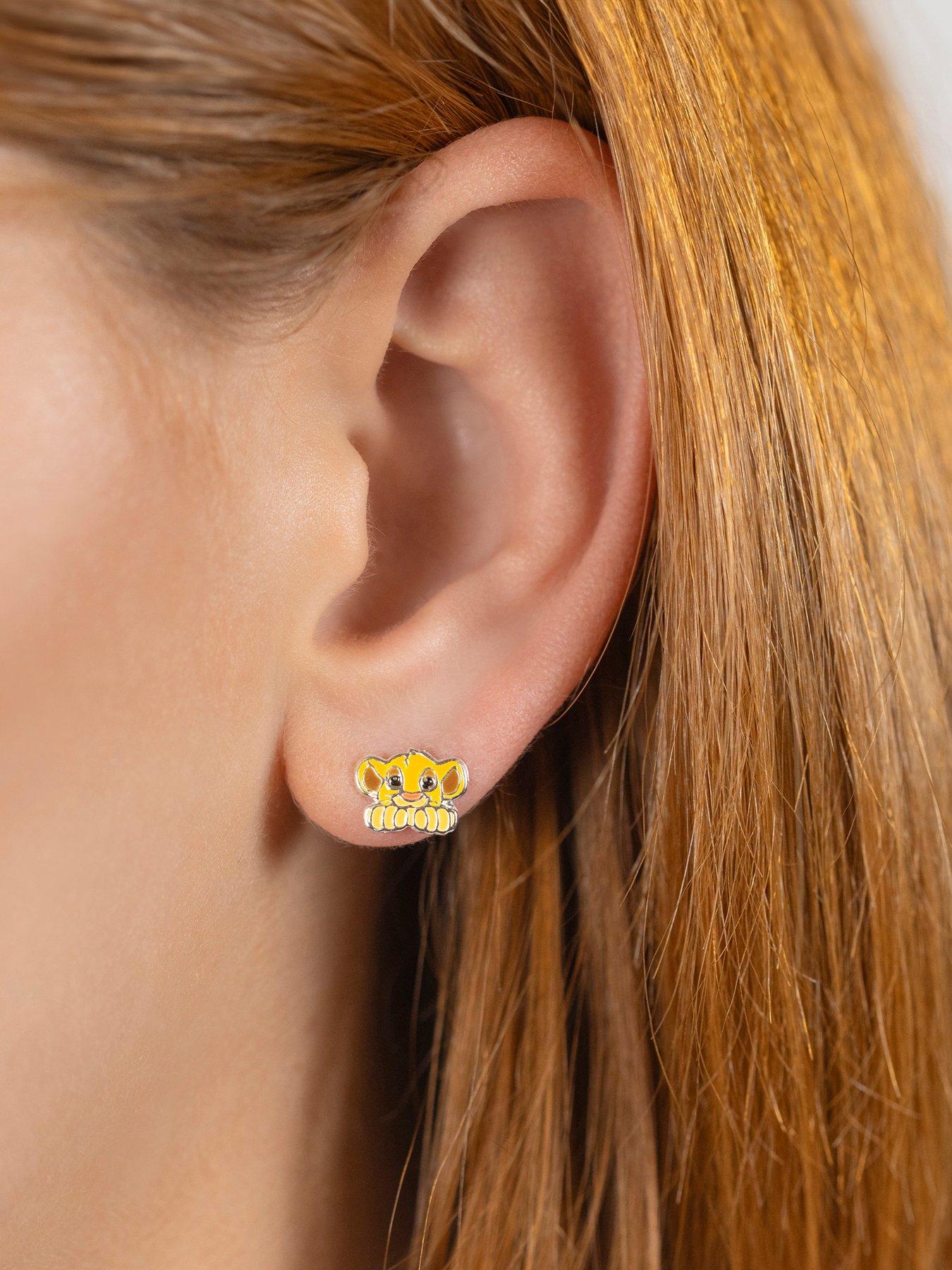 Image 2 of 3 of Disney Sterling Silver 925 Simba Enamel Stamp Stud Earrings - Multi