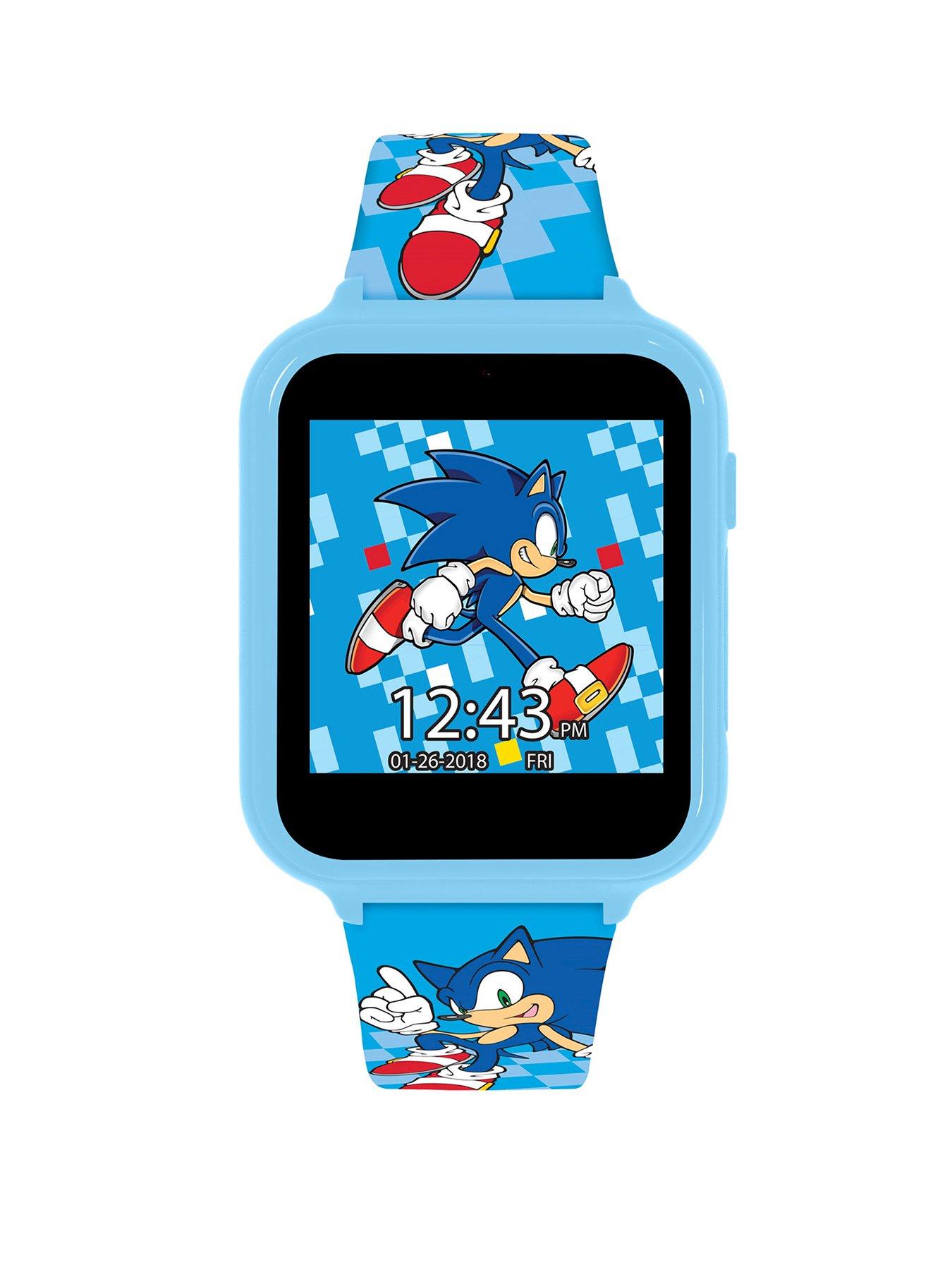 front image of sonic-the-hedgehog-printed-strap-interactive-watch-multi