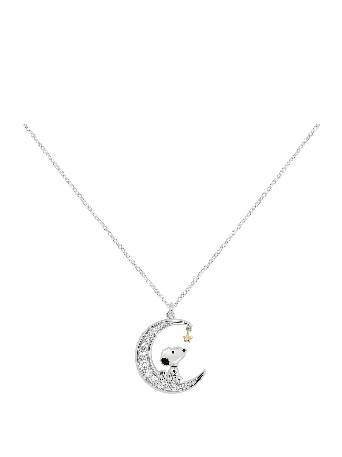 Snoopy Peanuts Stone Set Moon Necklace - Multi