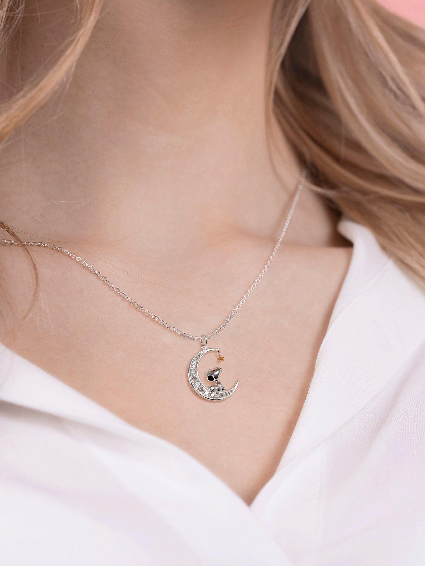  image of snoopy-peanuts-stone-set-moon-necklace-multi