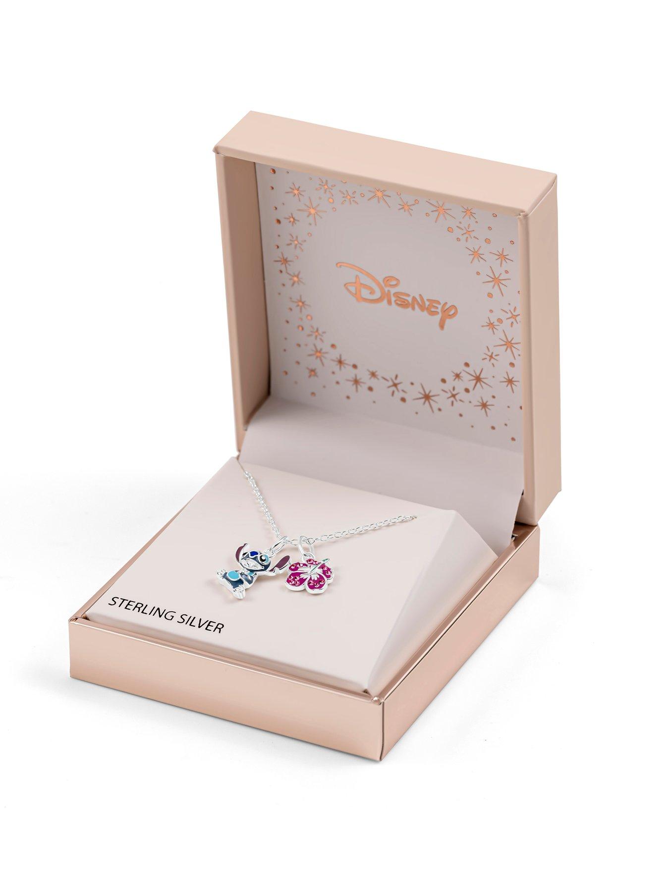 Image 4 of 4 of Disney Sterling Silver 925 18" Stitch And Flower Charm Necklace - Multi