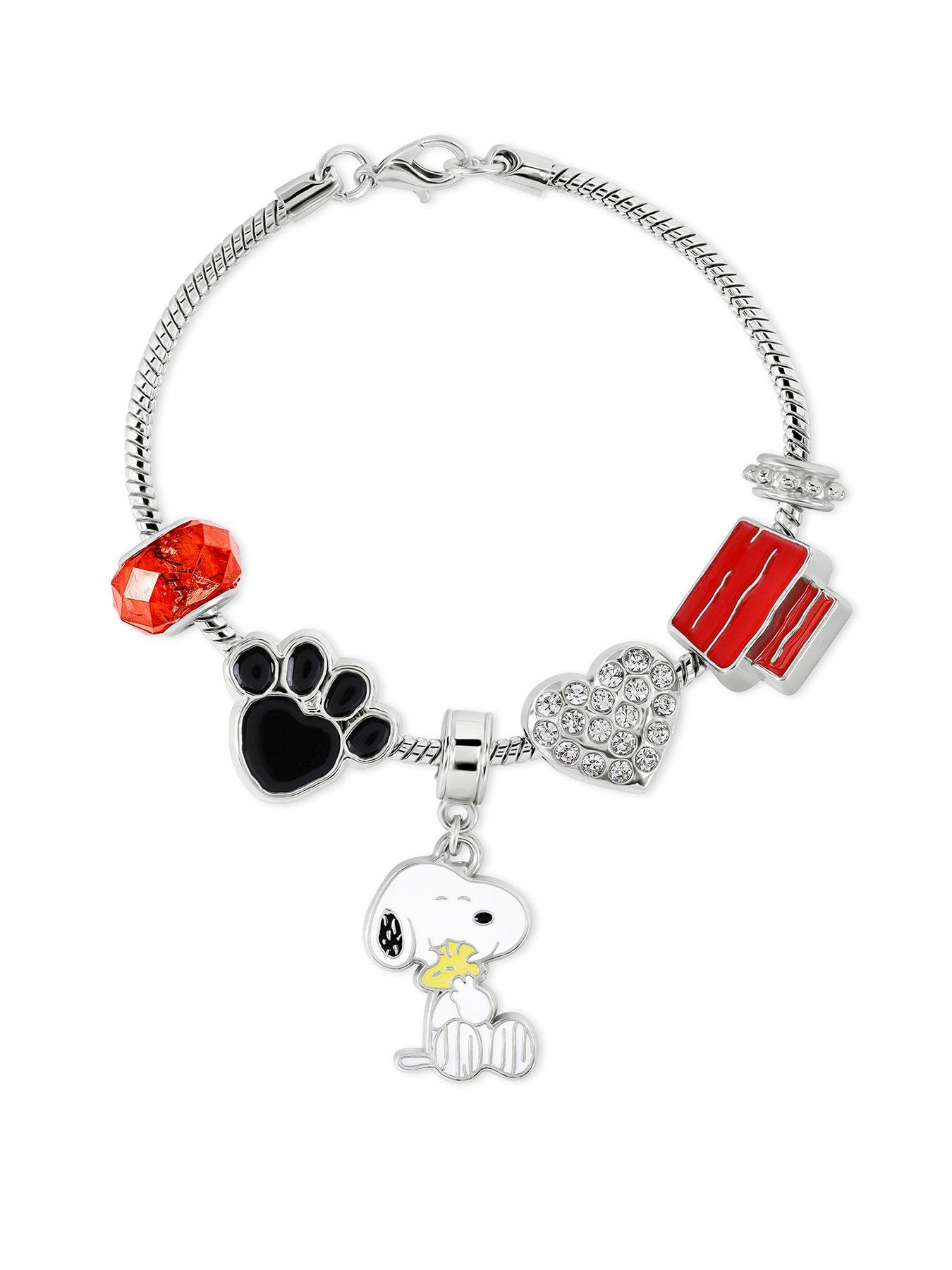front image of snoopy-peanuts-charm-bracelet-multi