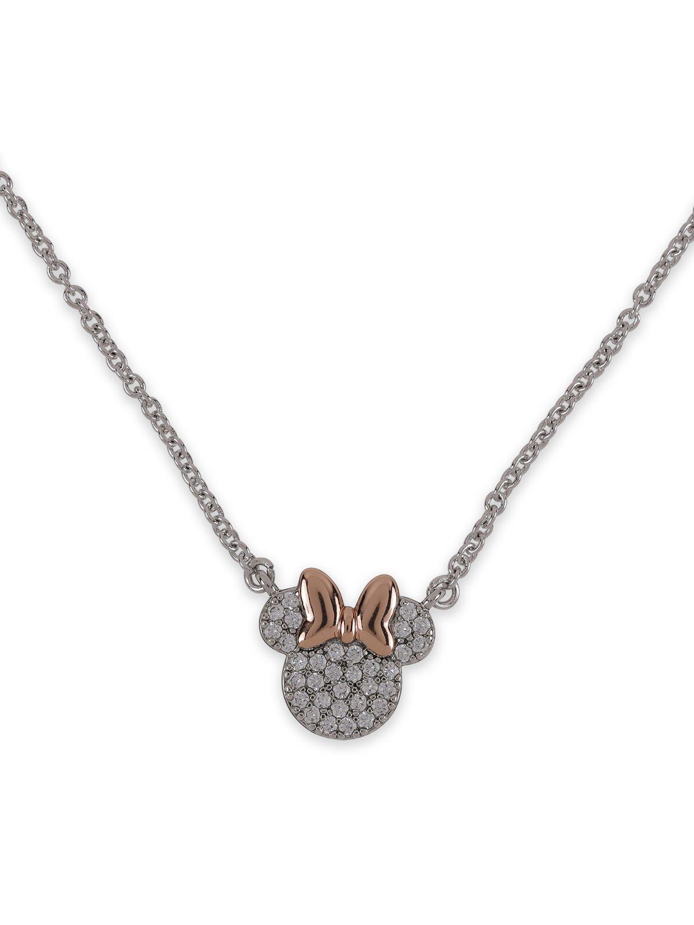  image of minnie-mouse-disney-plated-necklace-and-stud-earring-set-silver