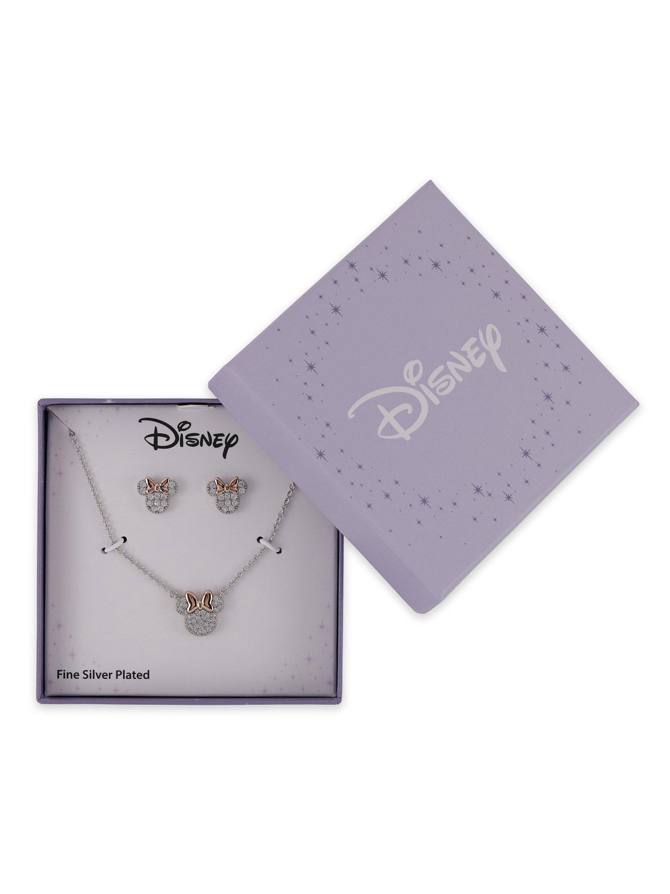  image of minnie-mouse-disney-plated-necklace-and-stud-earring-set-silver