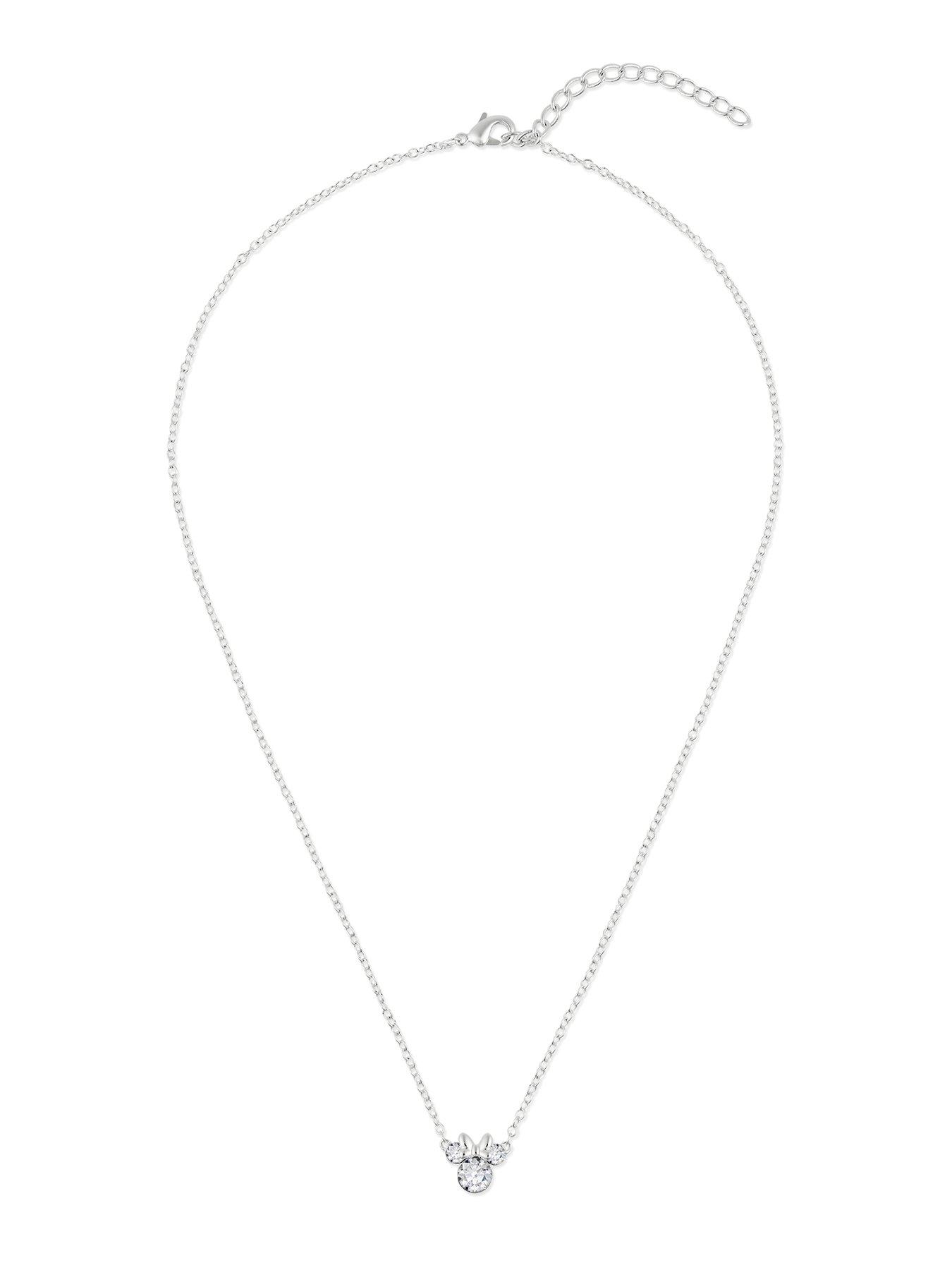  image of minnie-mouse-disney-plated-necklace-and-stud-earring-set-silver