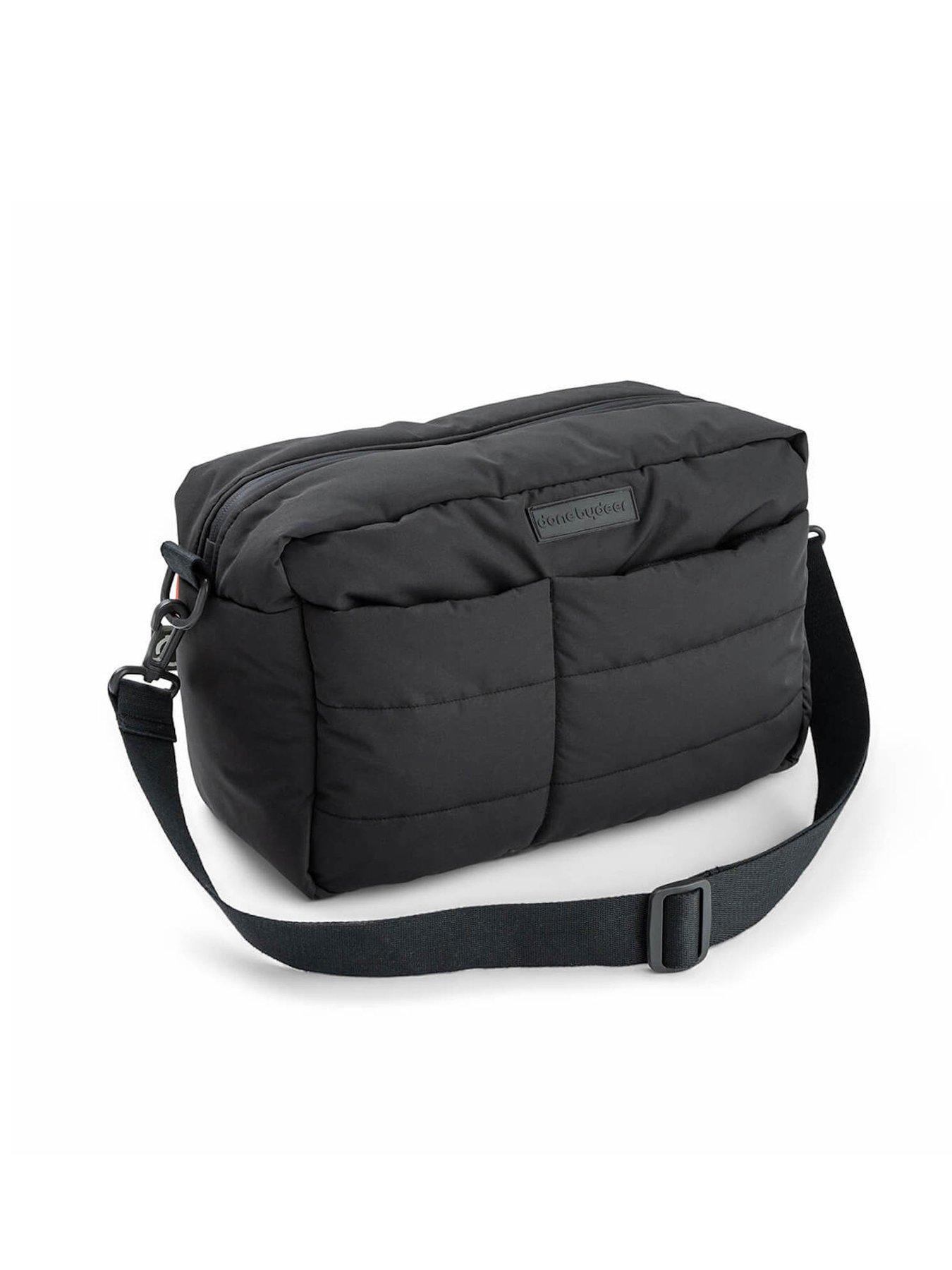 front image of done-by-deer-quilted-stroller-bag-black