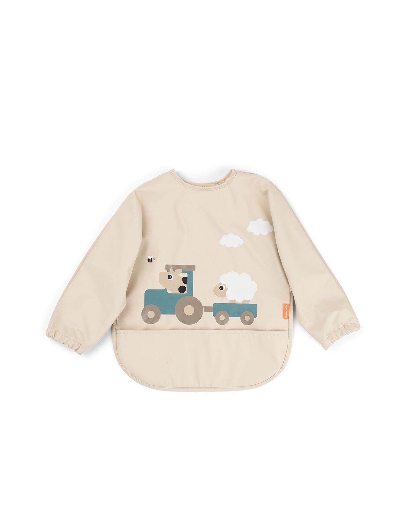 Done by Deer Sleeved Pocket Bib Tiny Farm Sand