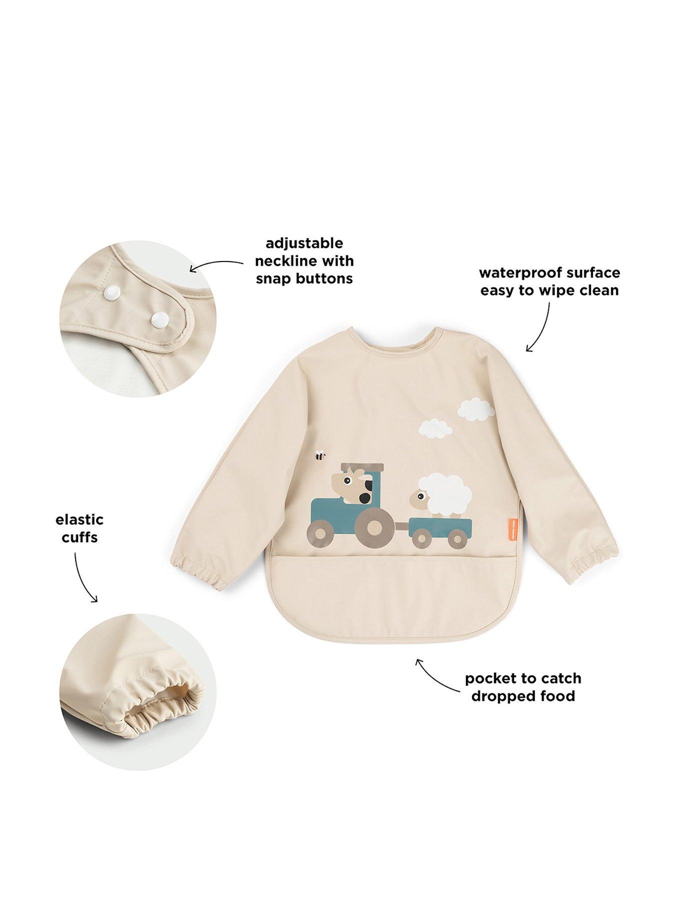 Image 2 of 3 of Done by Deer Sleeved Pocket Bib Tiny Farm Sand