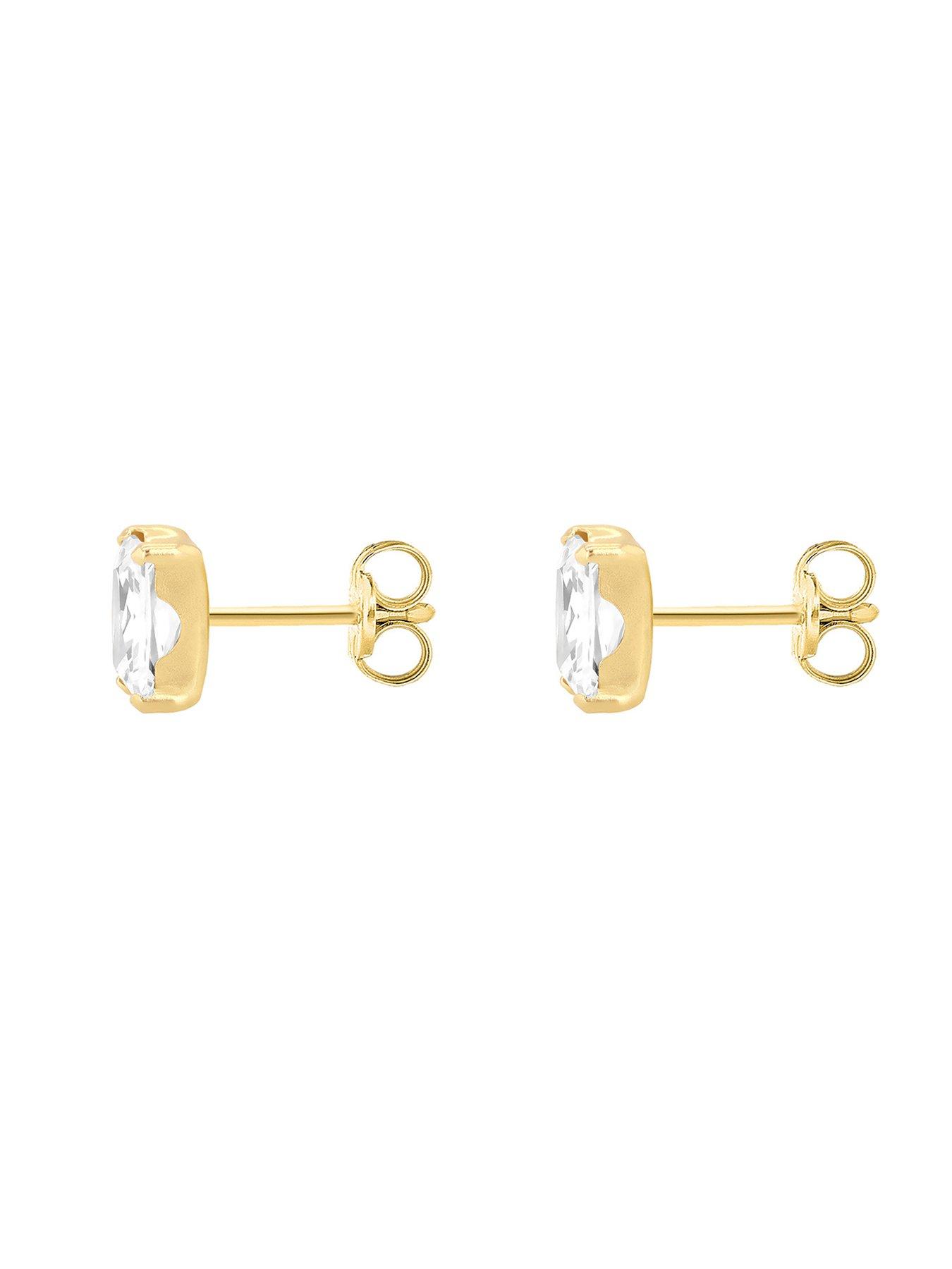  image of the-love-collection-9ct-yellow-gold-4mm-x-6mm-rectangle-cz-stud-earring