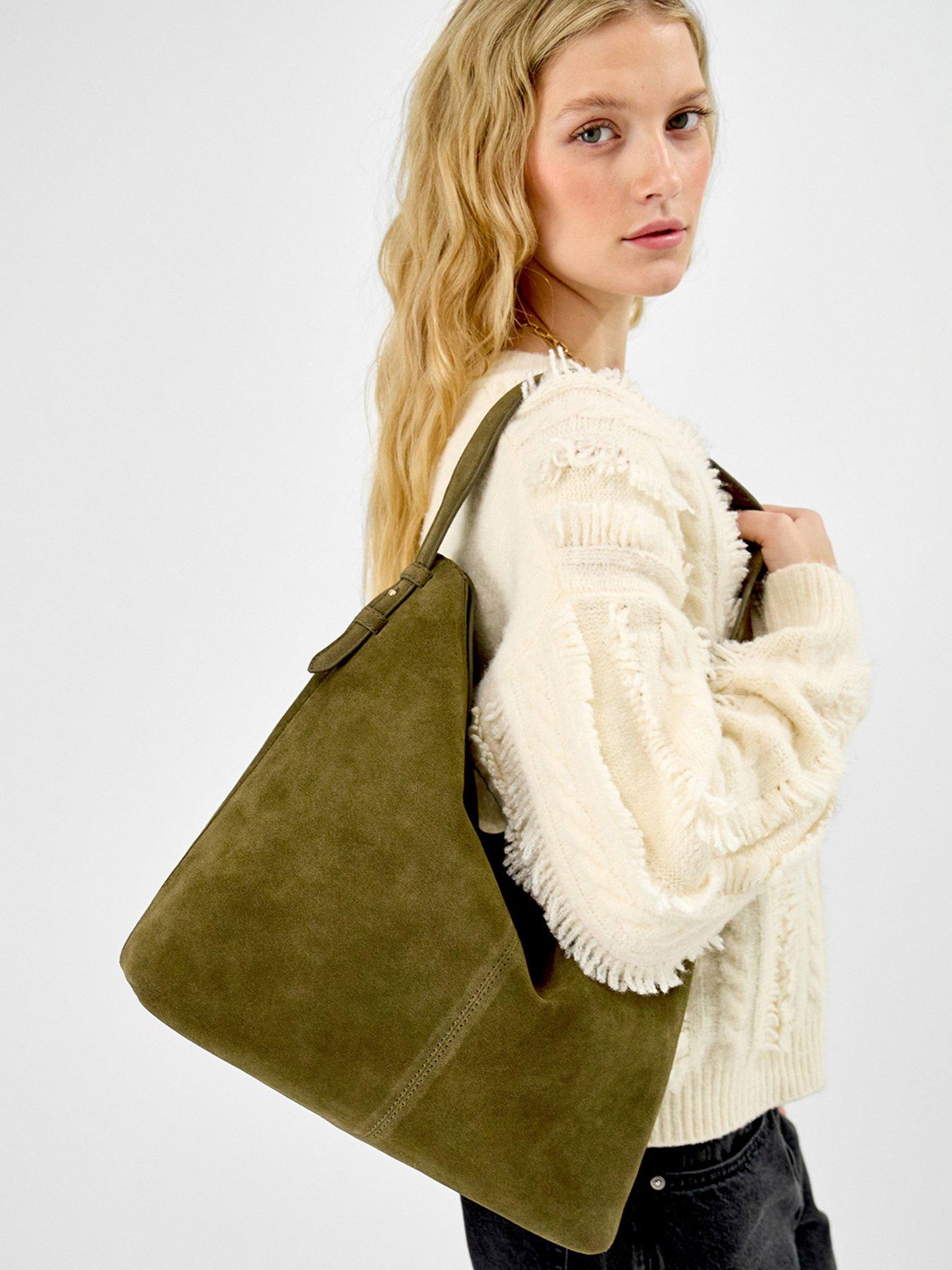  image of accessorize-fold-top-suede-shoulder-bag