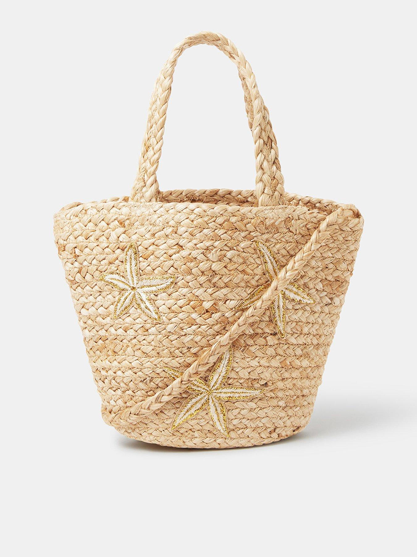 Accessorize Embroidered Starfish Raffia Bag