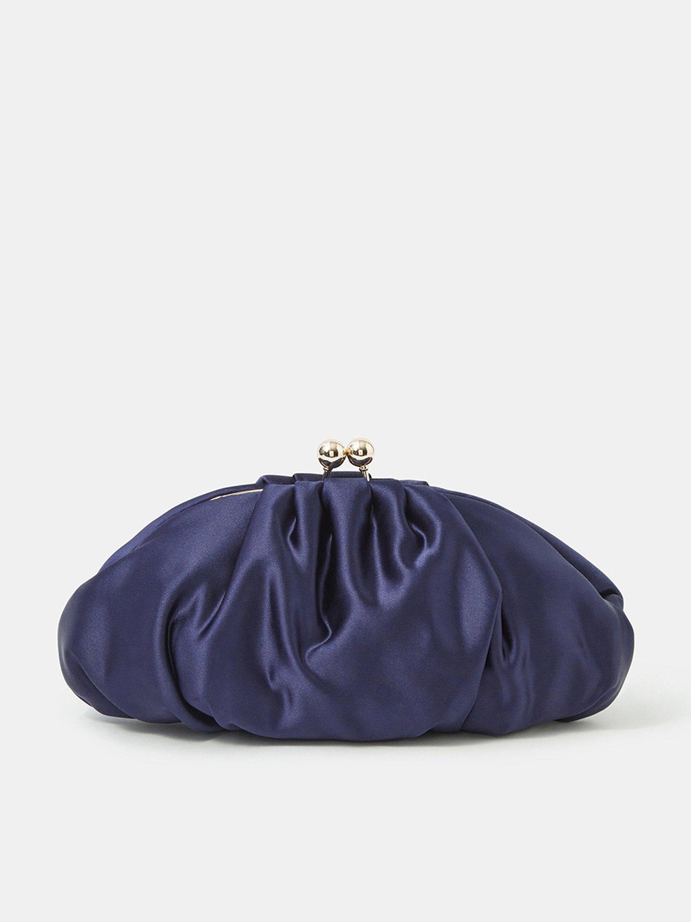 Accessorize Ruched Satin Clip Frame Clutch Bag