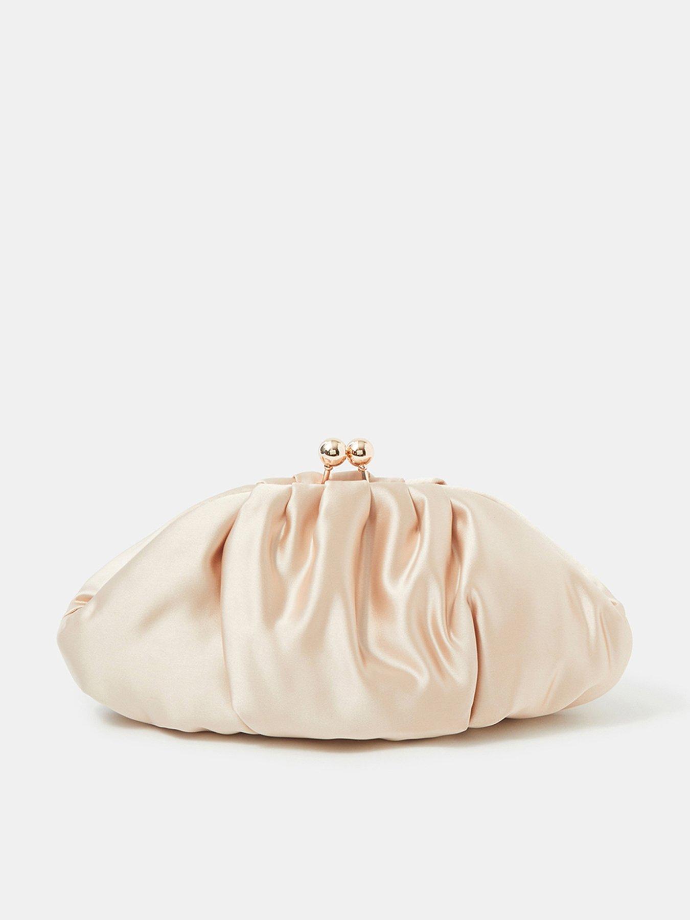 Accessorize Ruched Satin Clip Frame Clutch Bag