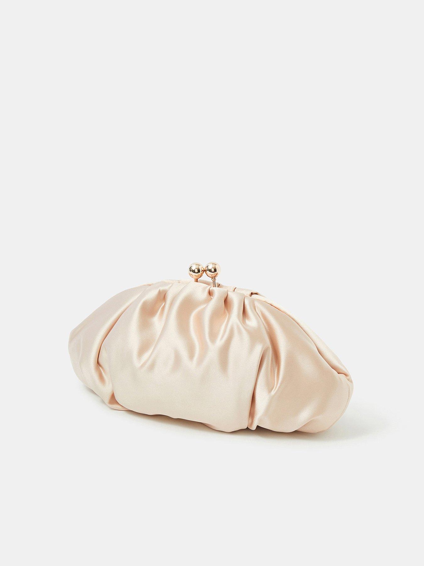 image of accessorize-ruched-satin-clip-frame-clutch-bag