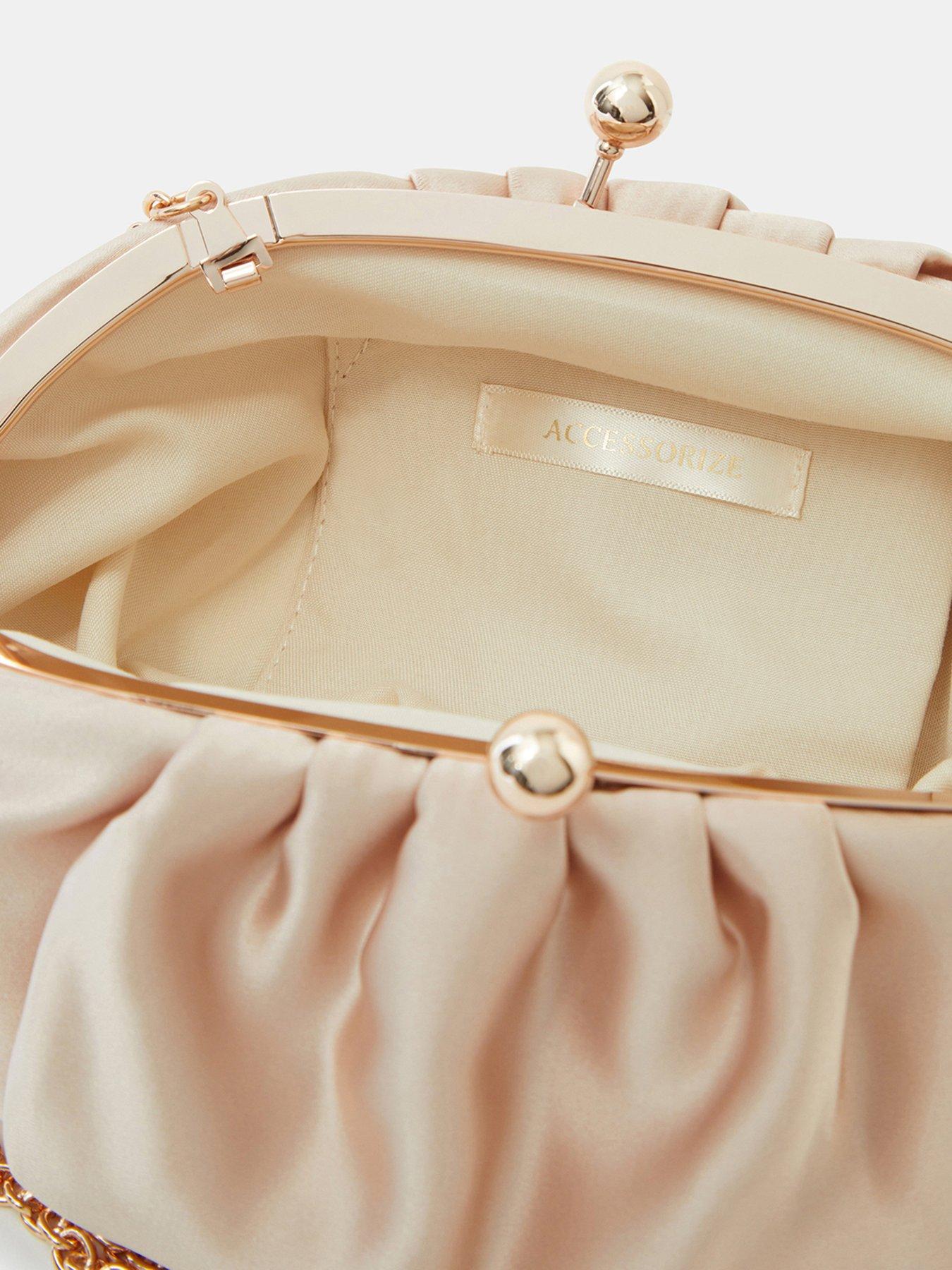  image of accessorize-ruched-satin-clip-frame-clutch-bag