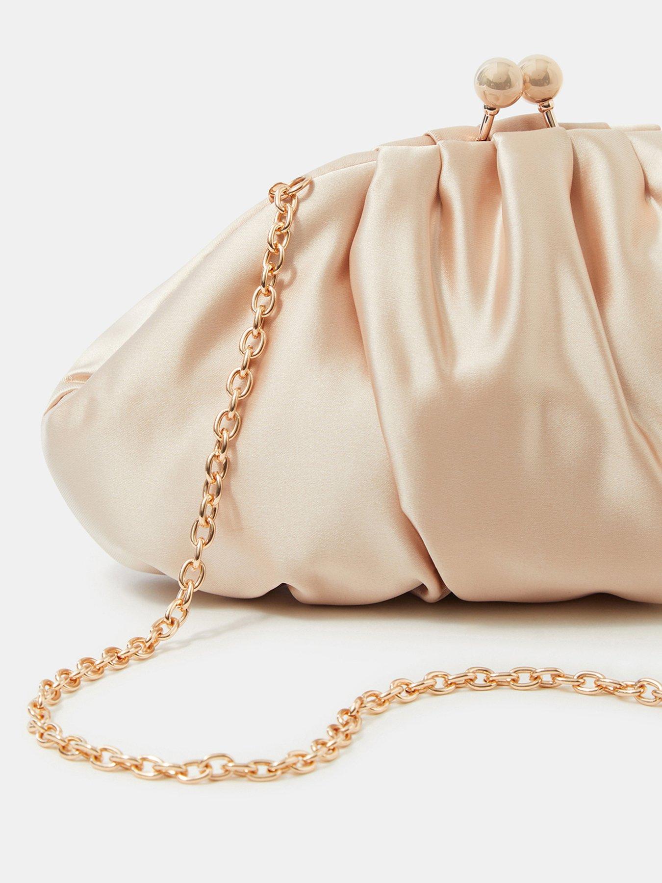  image of accessorize-ruched-satin-clip-frame-clutch-bag