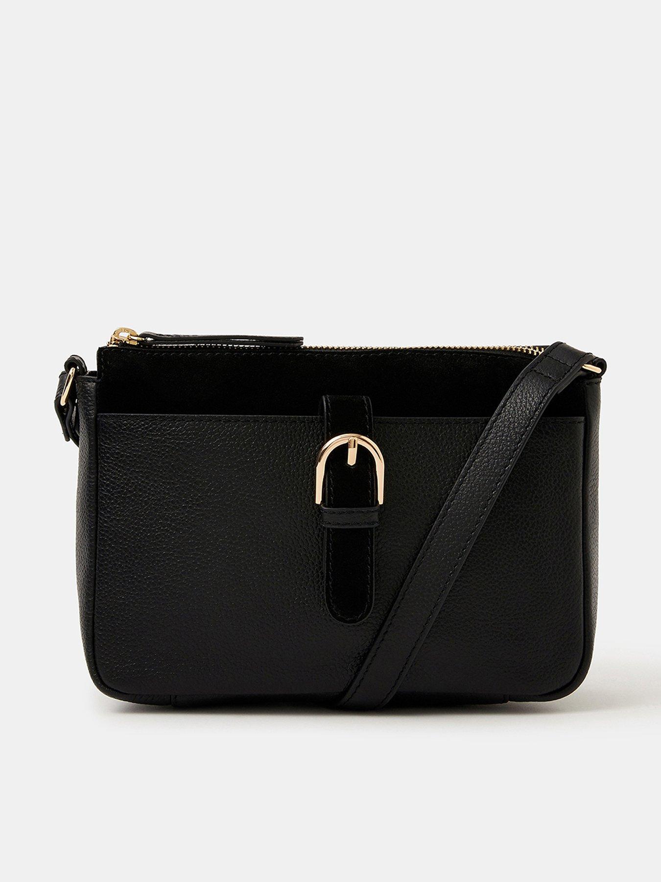 front image of accessorize-buckle-leather-crossbody-bag