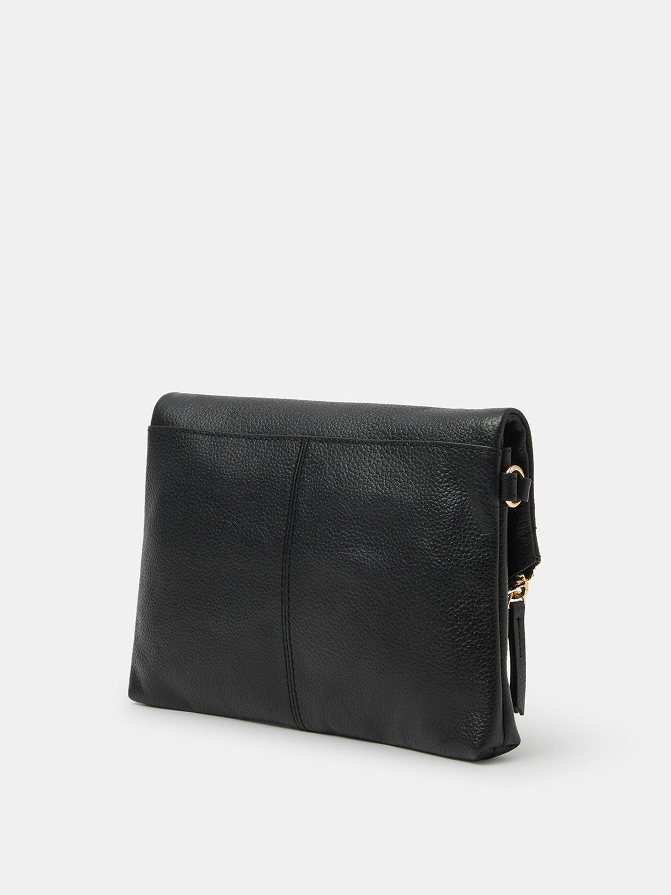  image of accessorize-curved-foldover-leather-wristlet-bag