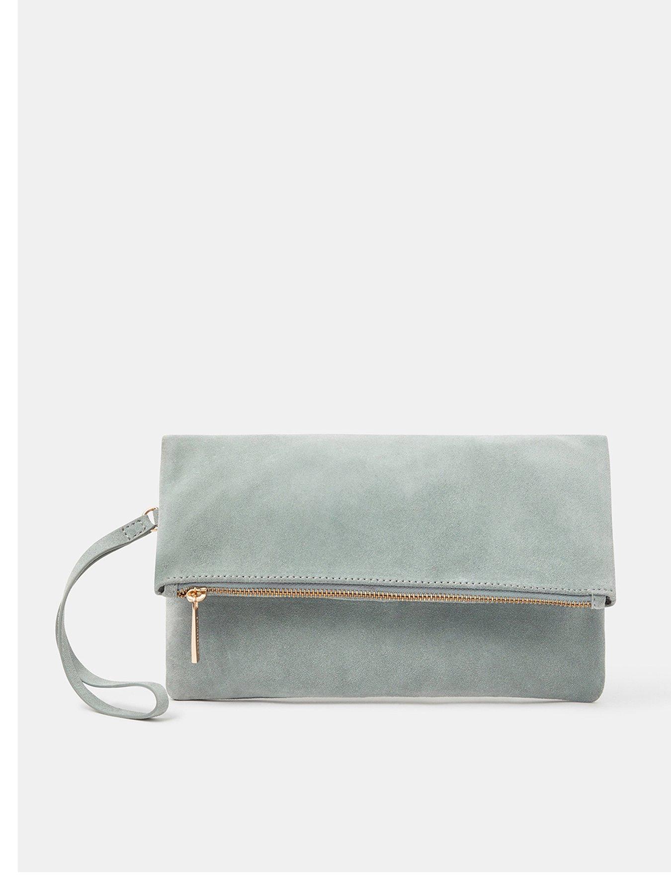  image of accessorize-foldover-suede-wristlet-bag
