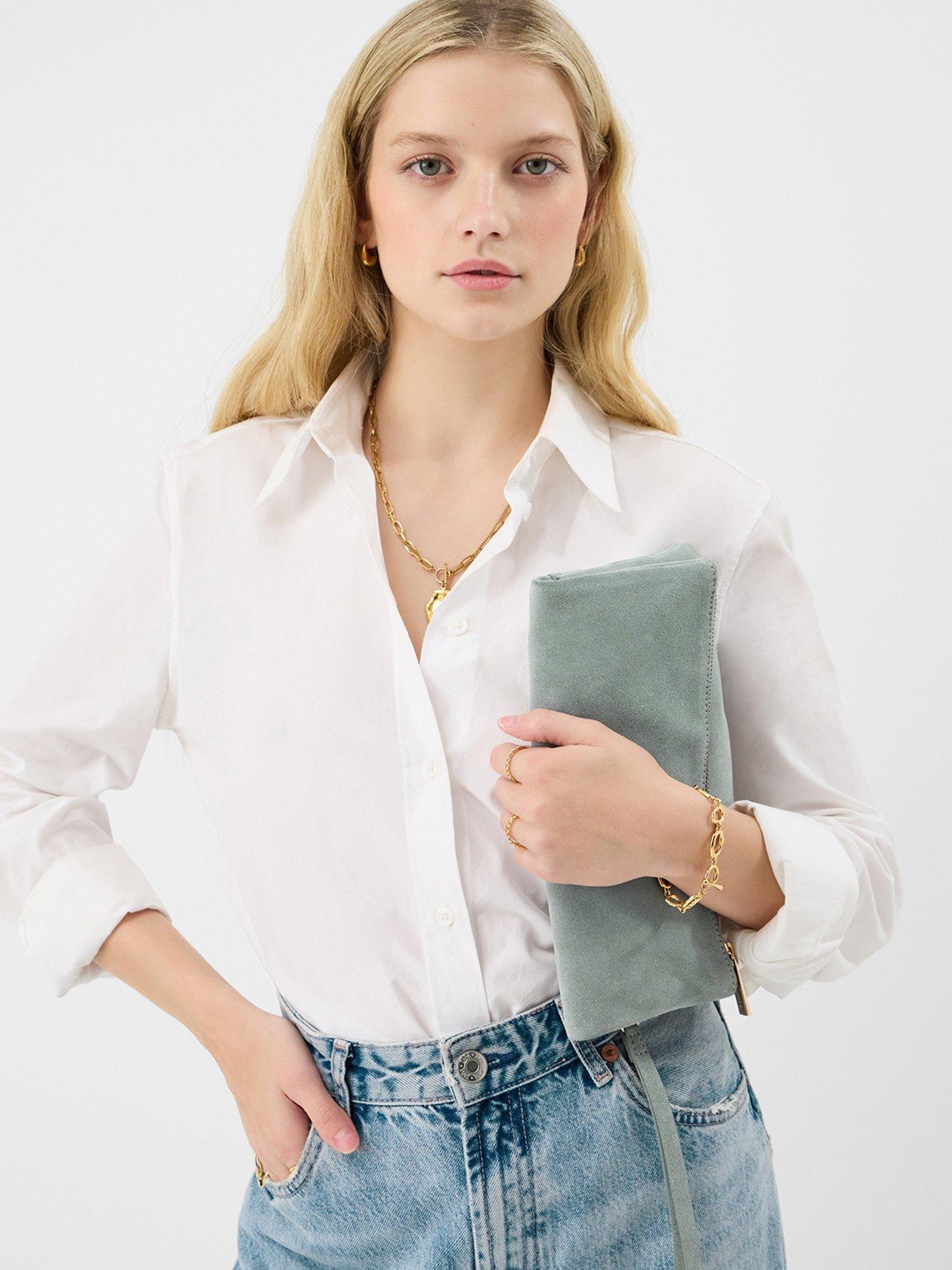 stillFront image of accessorize-foldover-suede-wristlet-bag