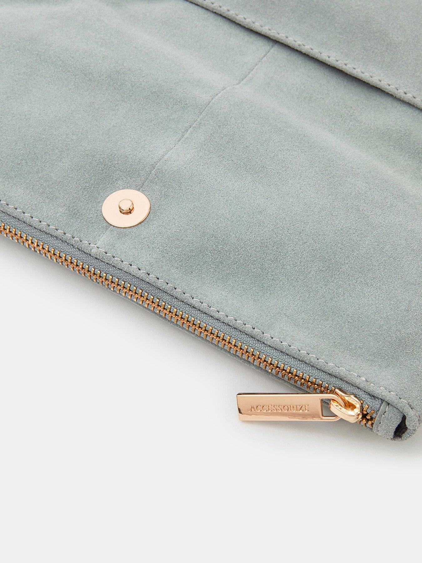  image of accessorize-foldover-suede-wristlet-bag
