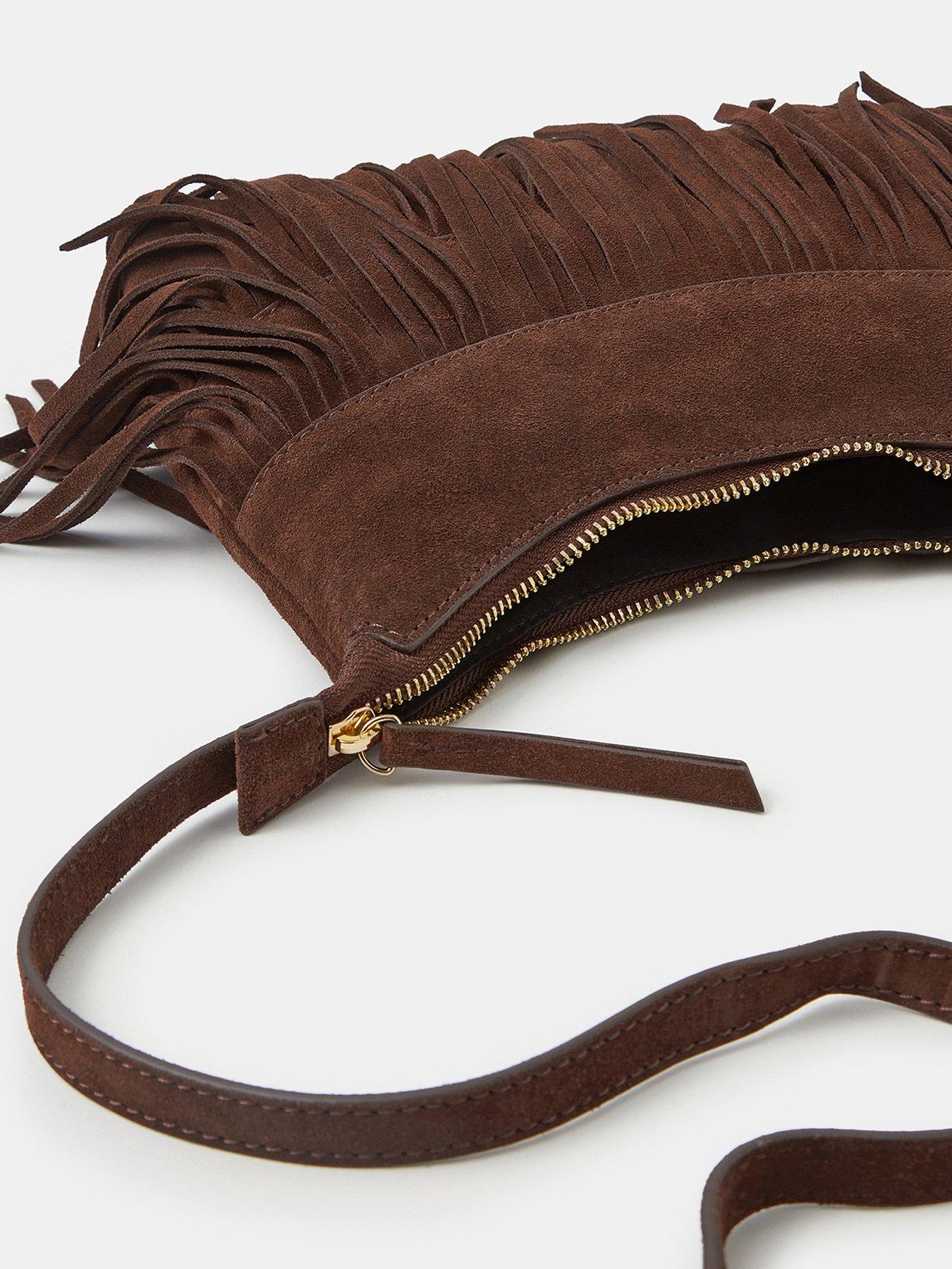Image 4 of 5 of Accessorize Fringe Suede Crossbody Bag