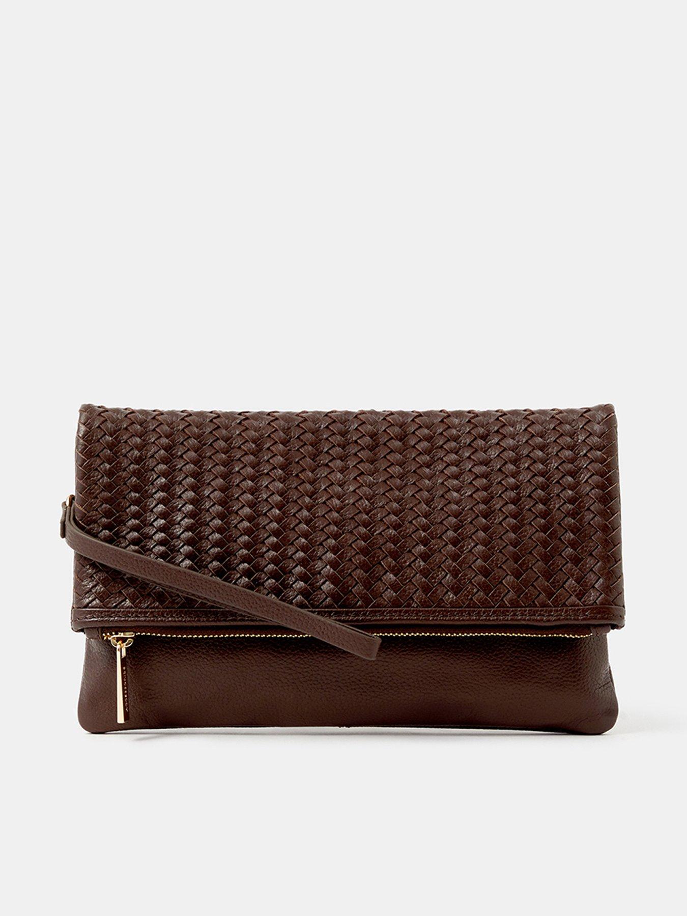 Image 1 of 5 of Accessorize Woven Leather Clutch Bag