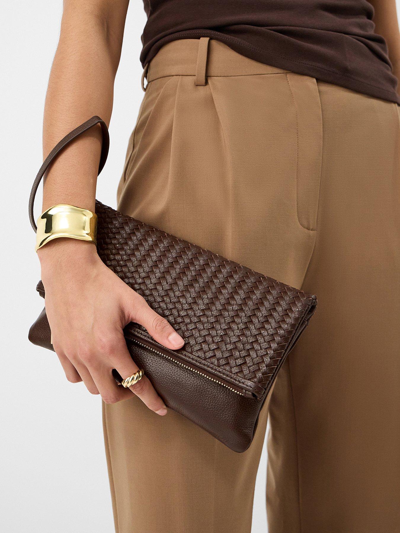 Image 2 of 5 of Accessorize Woven Leather Clutch Bag
