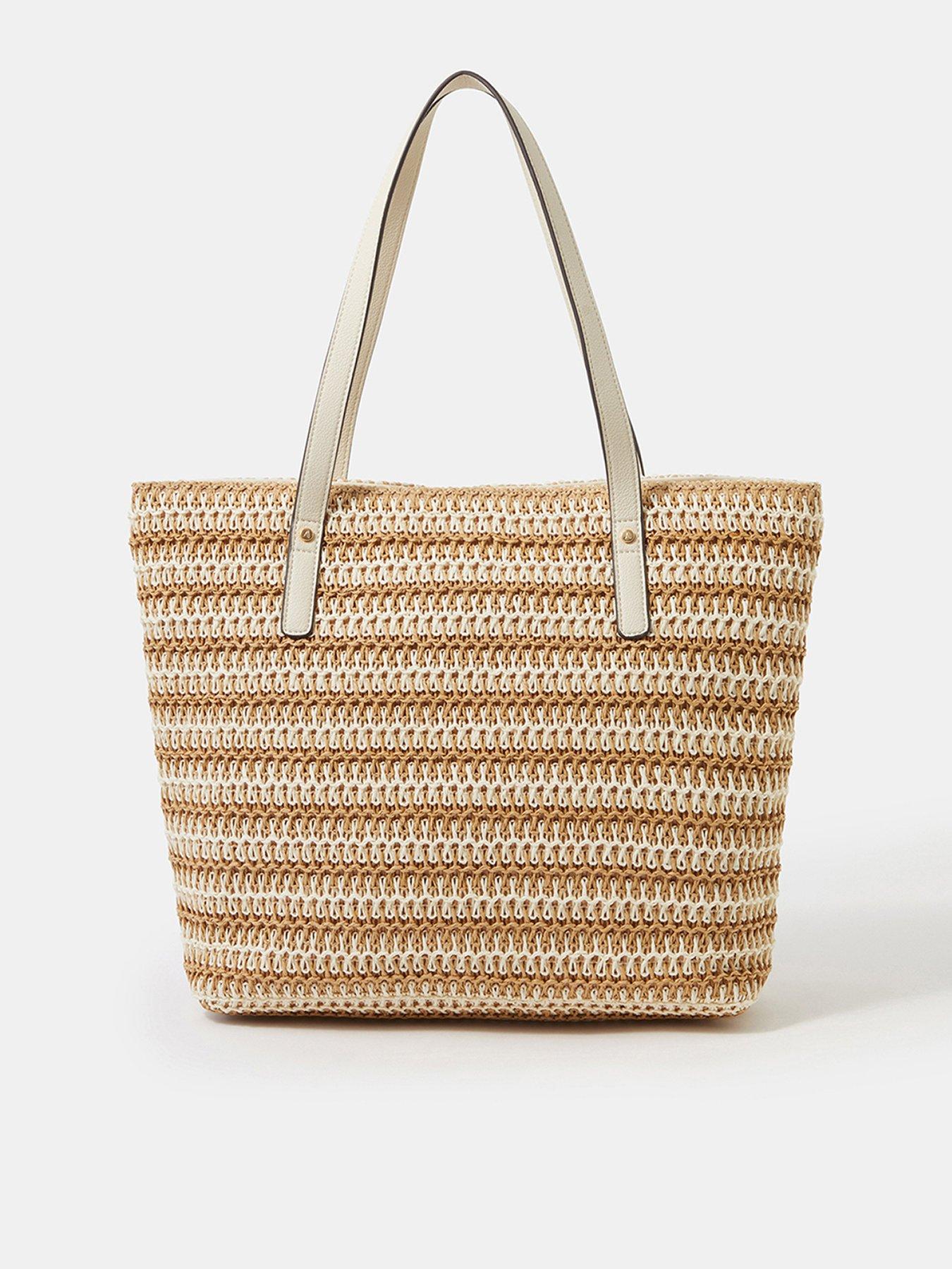 Image 1 of 5 of Accessorize Stripe Raffia Shoulder Bag