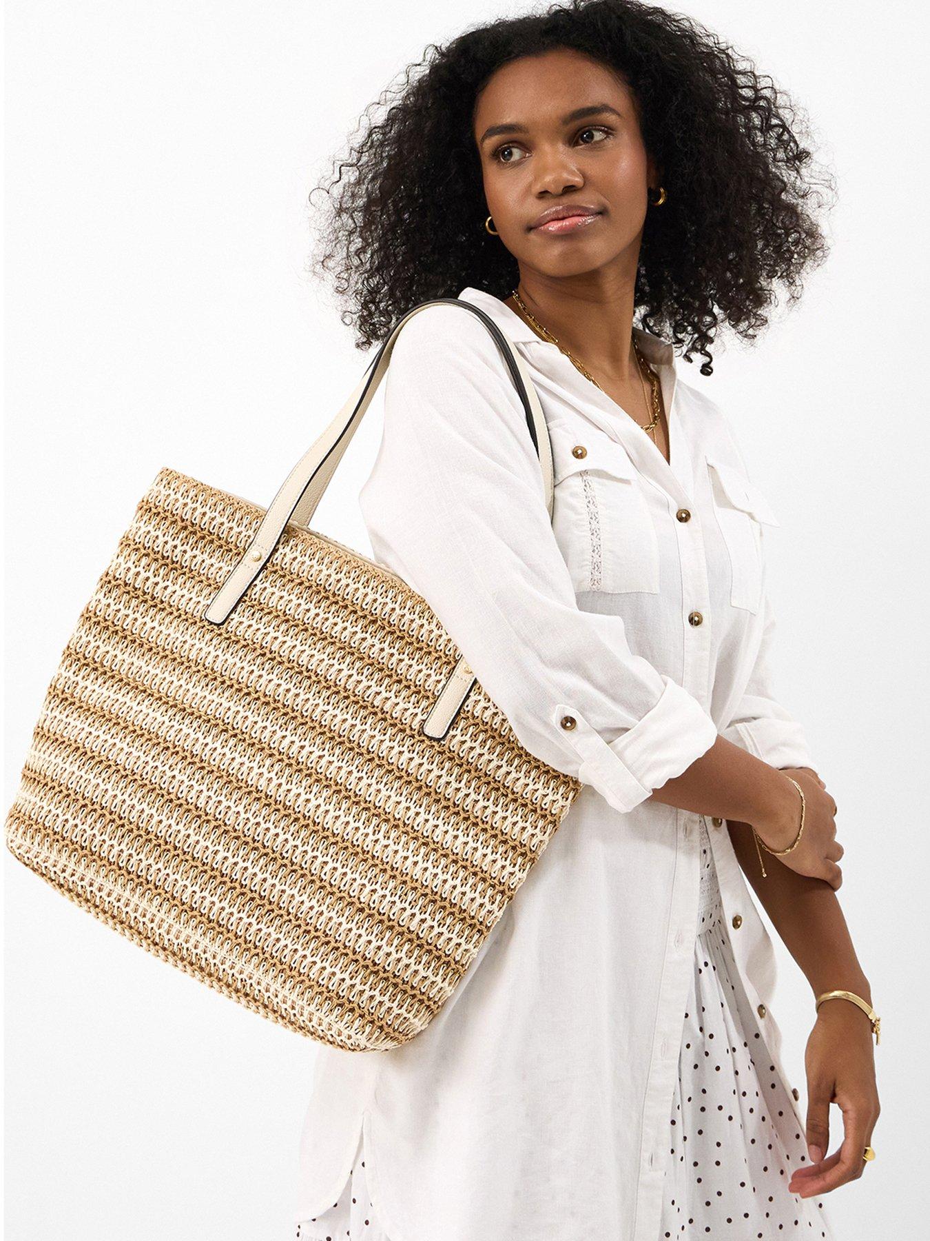 Image 2 of 5 of Accessorize Stripe Raffia Shoulder Bag