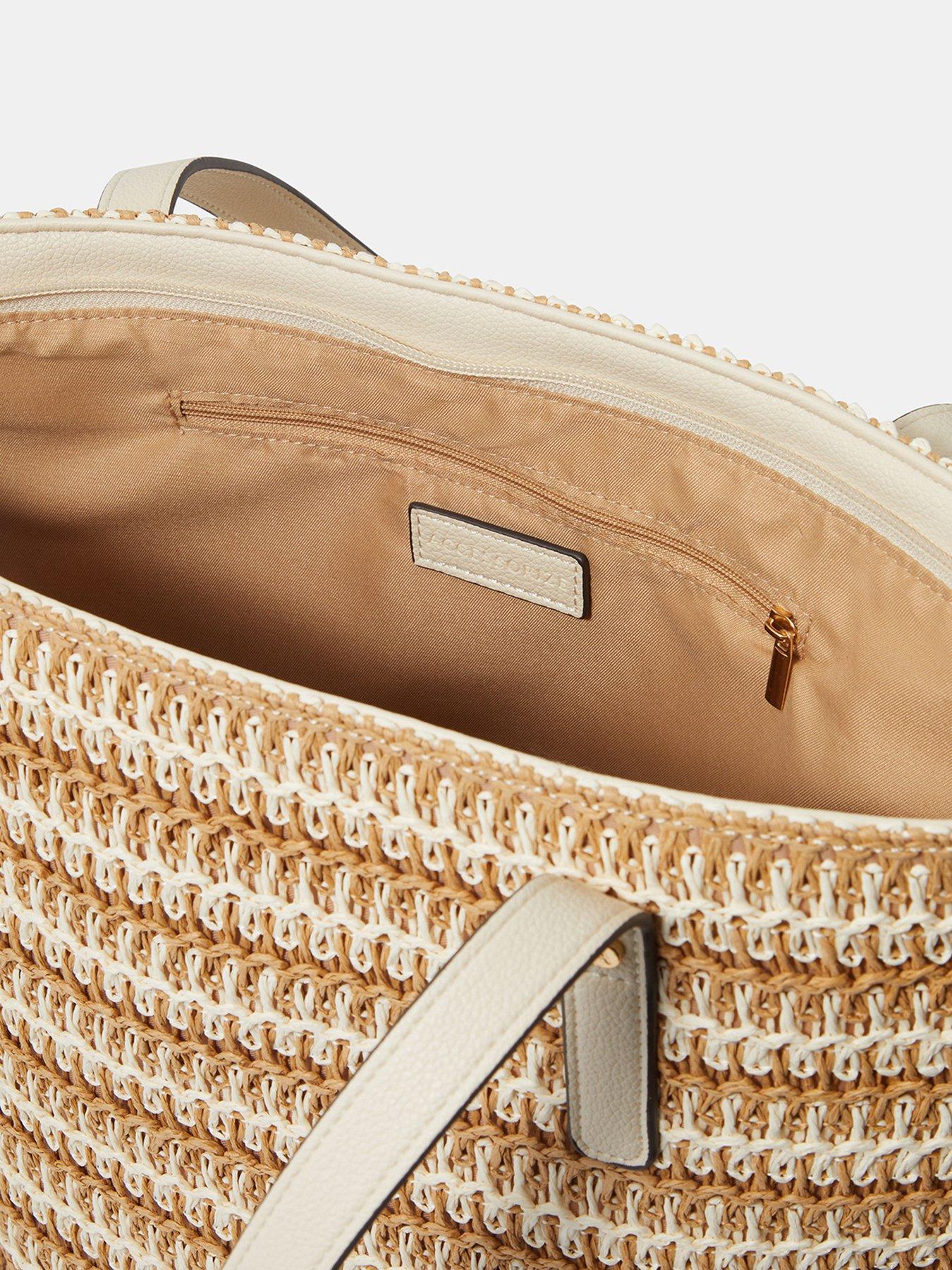 Image 4 of 5 of Accessorize Stripe Raffia Shoulder Bag