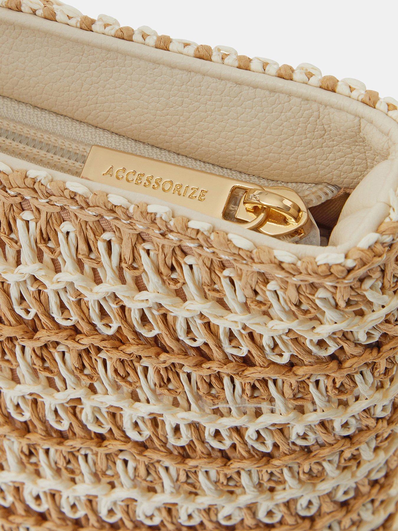Image 5 of 5 of Accessorize Stripe Raffia Shoulder Bag
