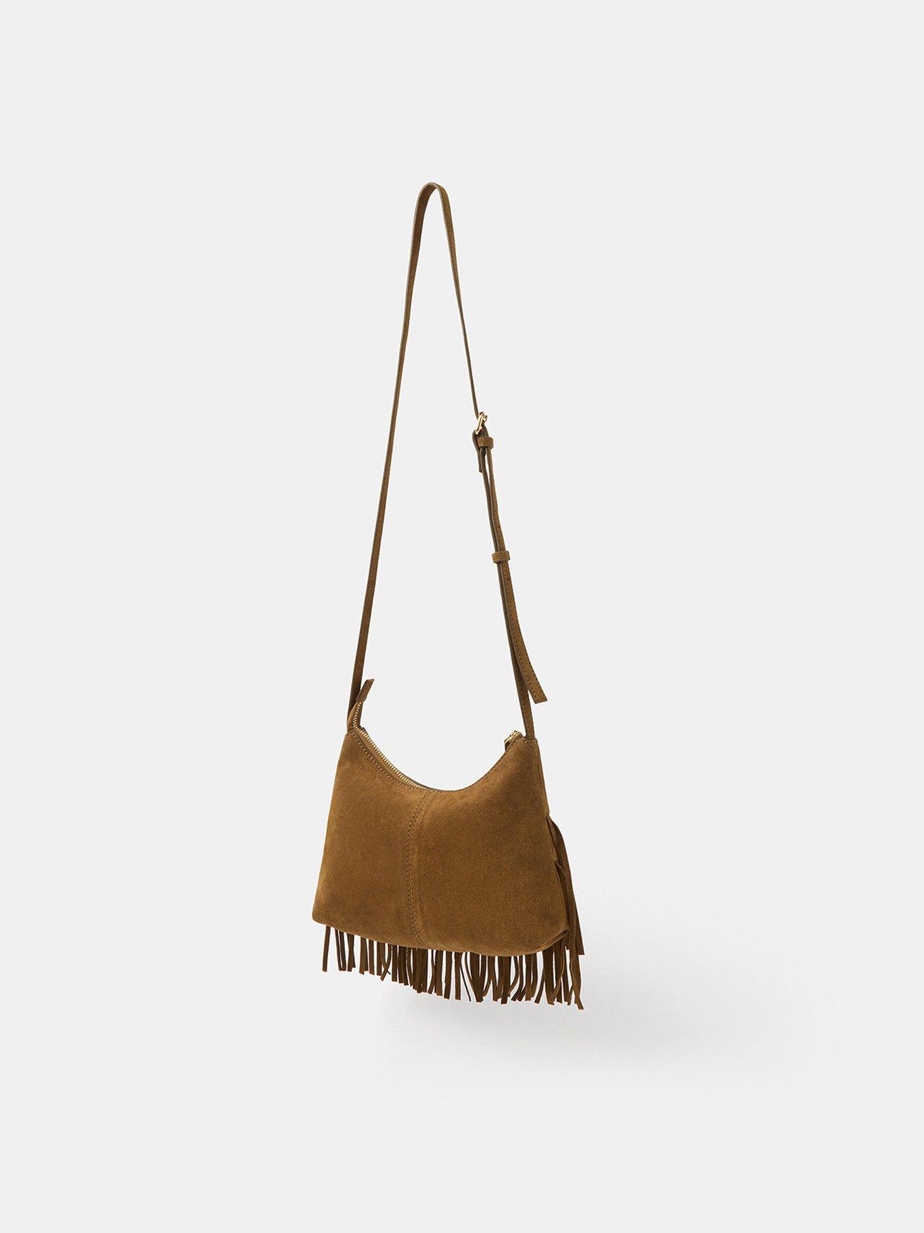  image of accessorize-fringe-suede-crossbody-bag