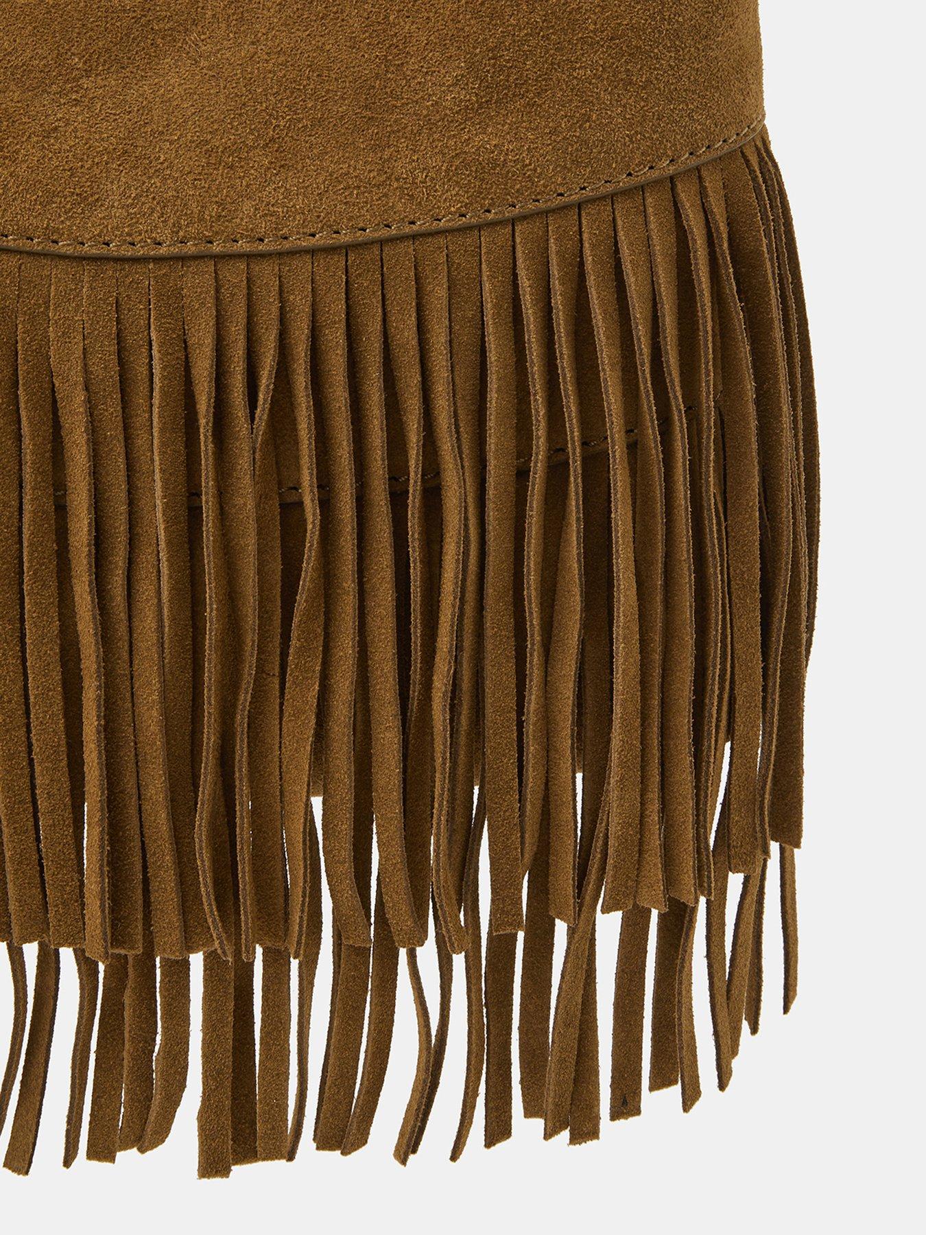  image of accessorize-fringe-suede-crossbody-bag