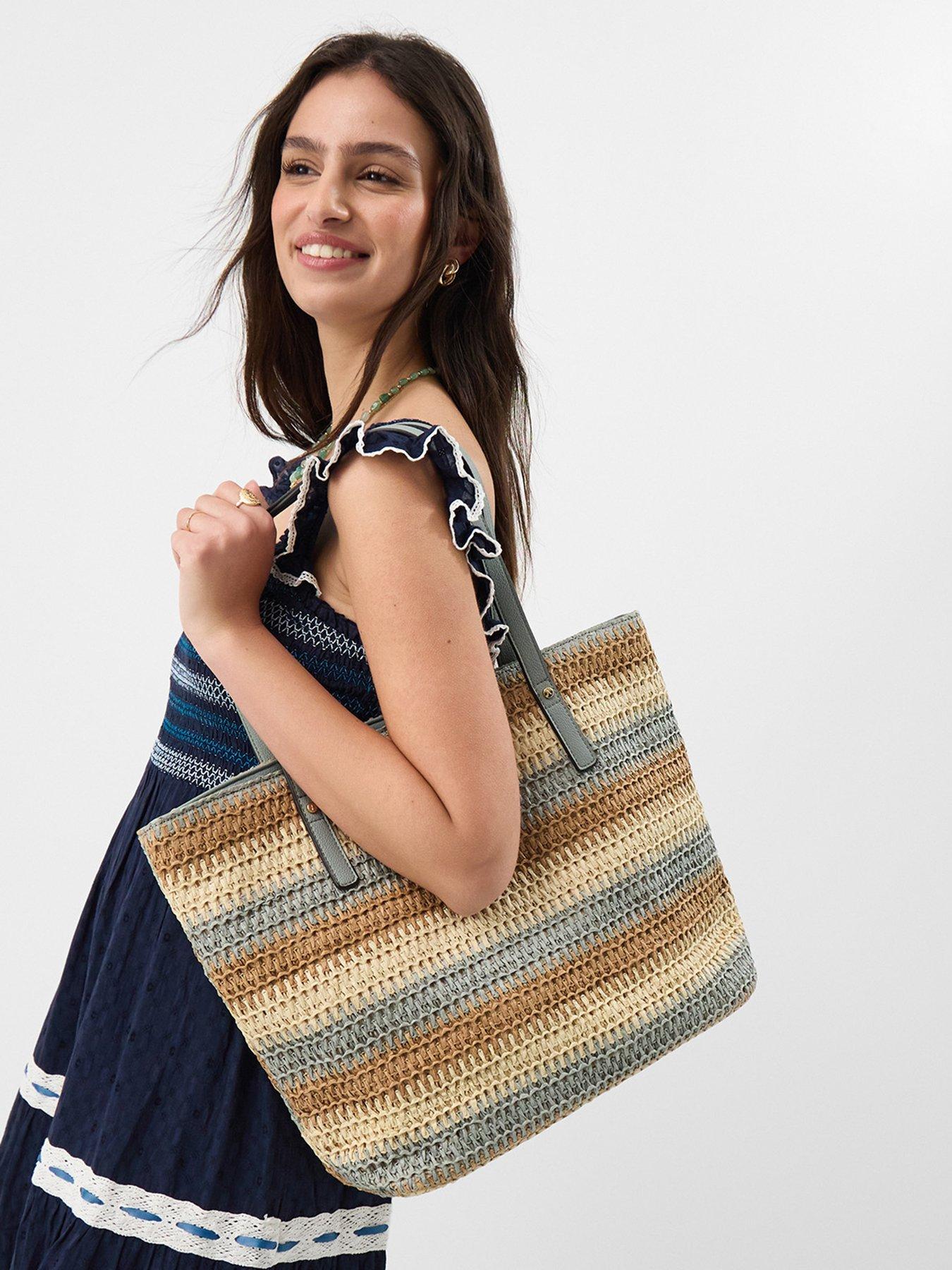  image of accessorize-stripe-raffia-shoulder-bag