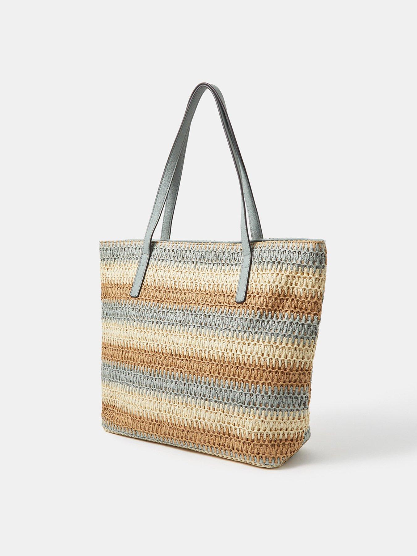  image of accessorize-stripe-raffia-shoulder-bag