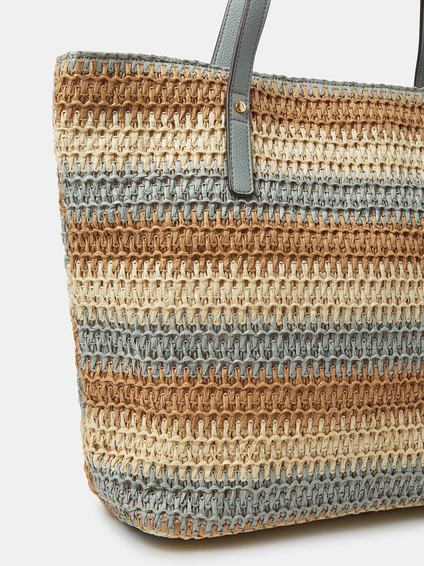  image of accessorize-stripe-raffia-shoulder-bag