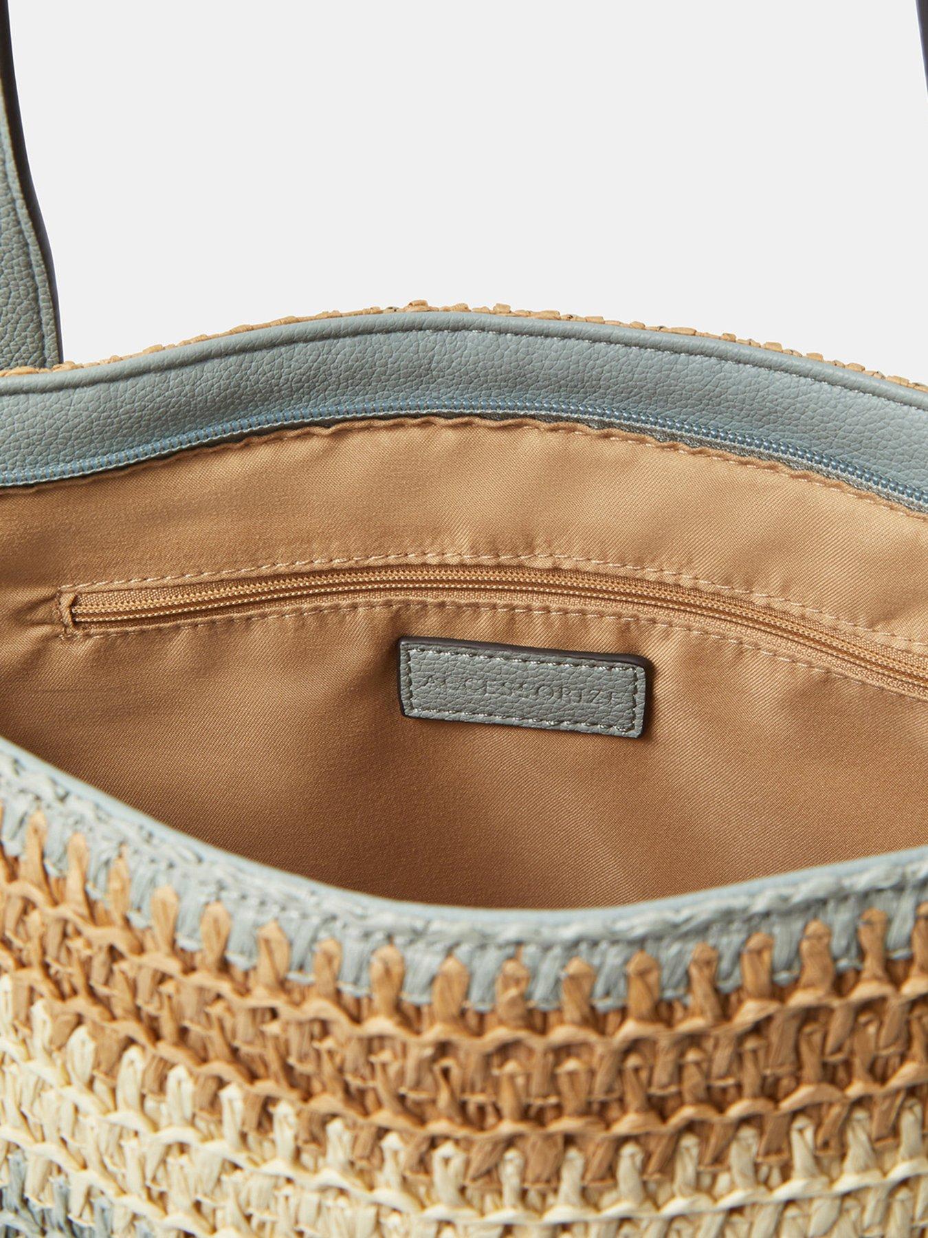  image of accessorize-stripe-raffia-shoulder-bag