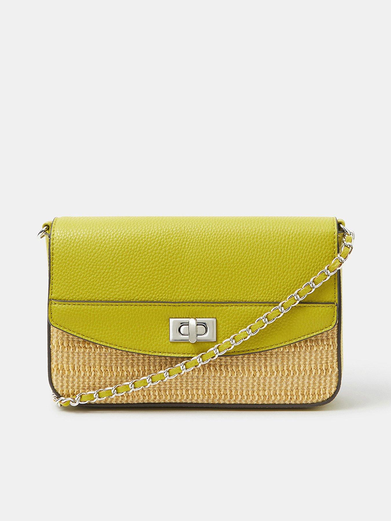 front image of accessorize-twistlock-raffia-crossbody-bag