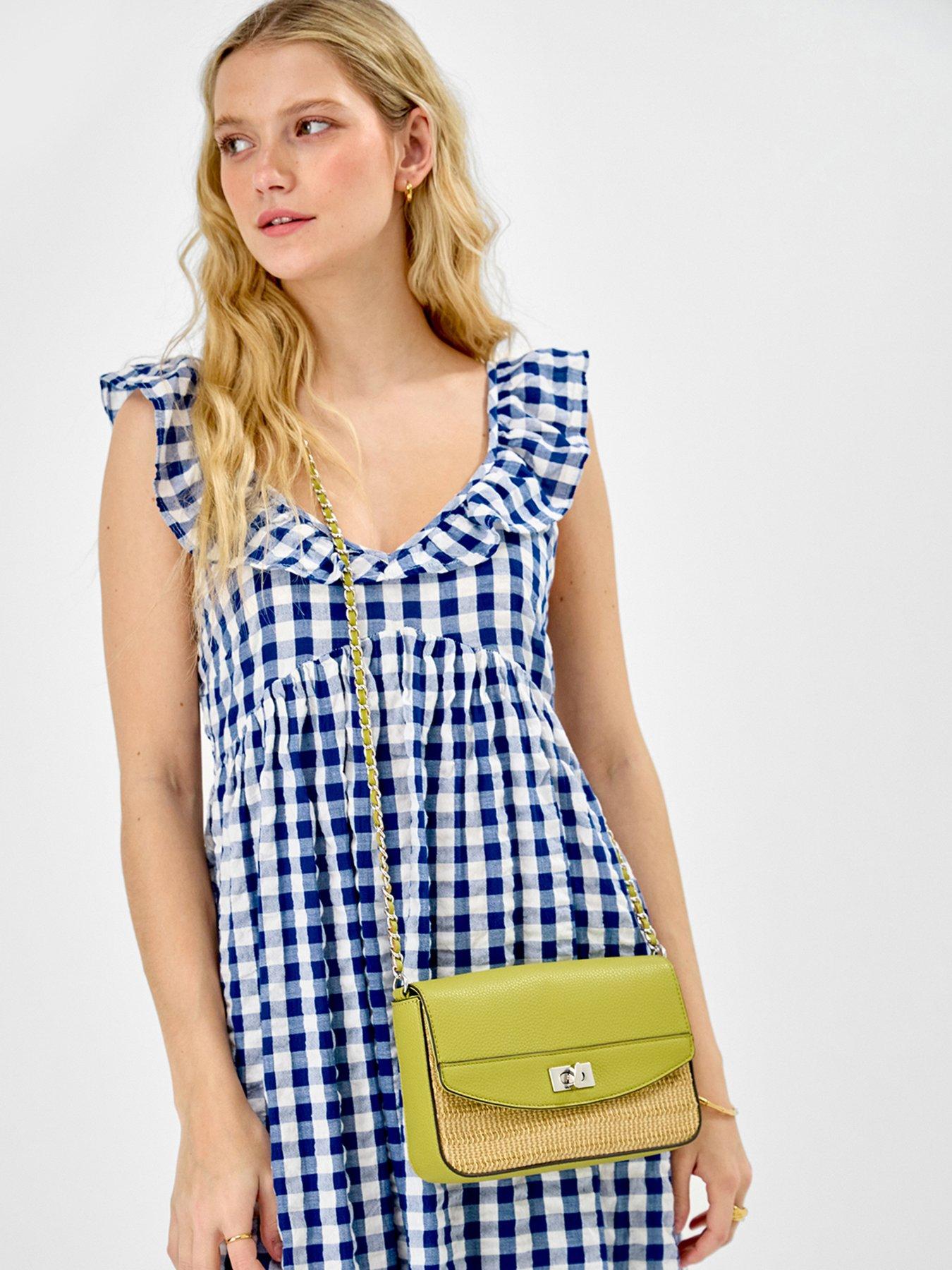  image of accessorize-twistlock-raffia-crossbody-bag