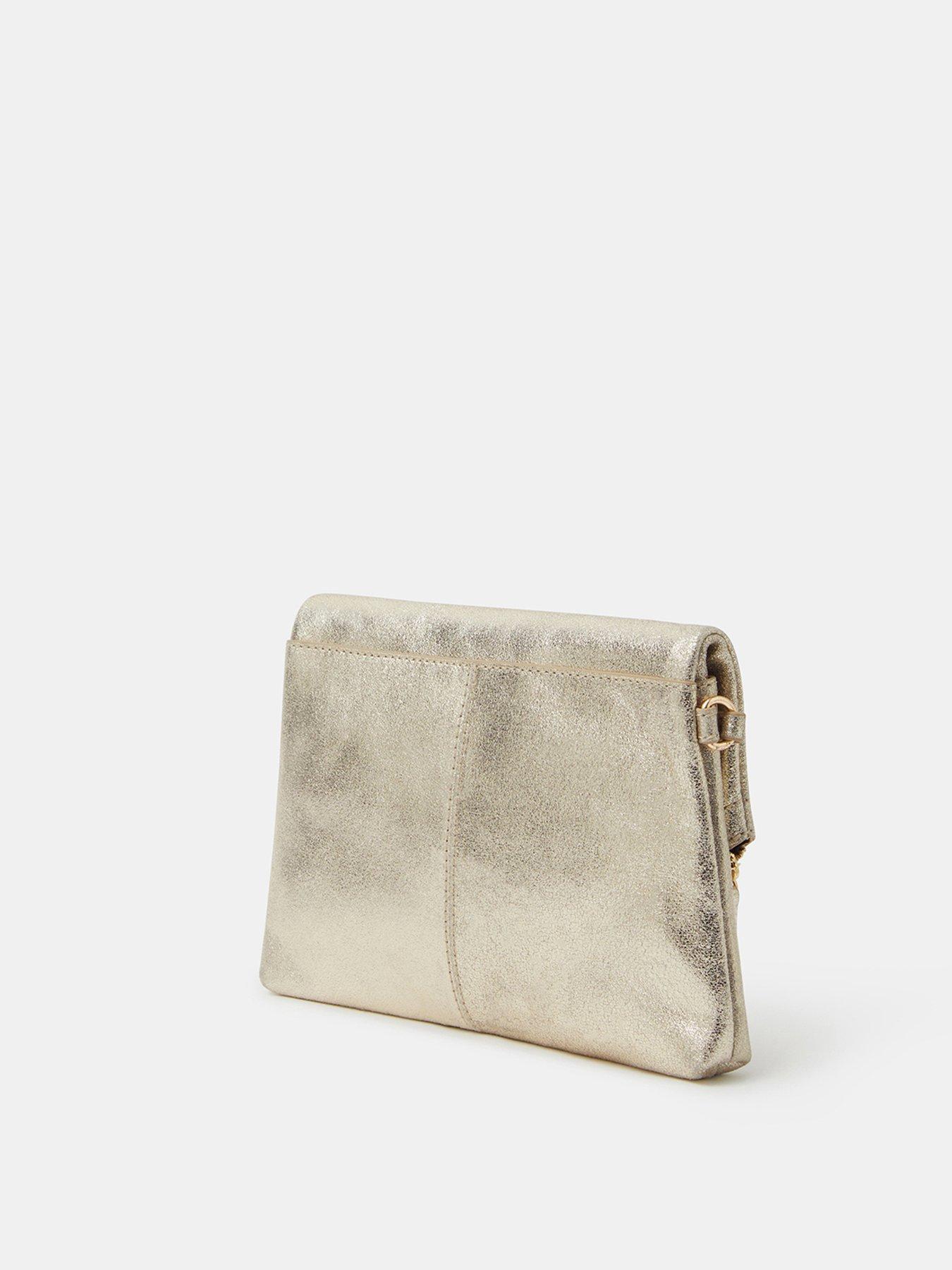  image of accessorize-fold-over-metallic-leather-clutch-bag