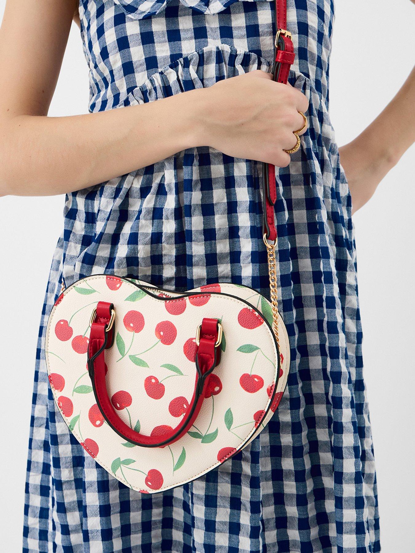  image of accessorize-cherry-print-heart-crossbody-bag