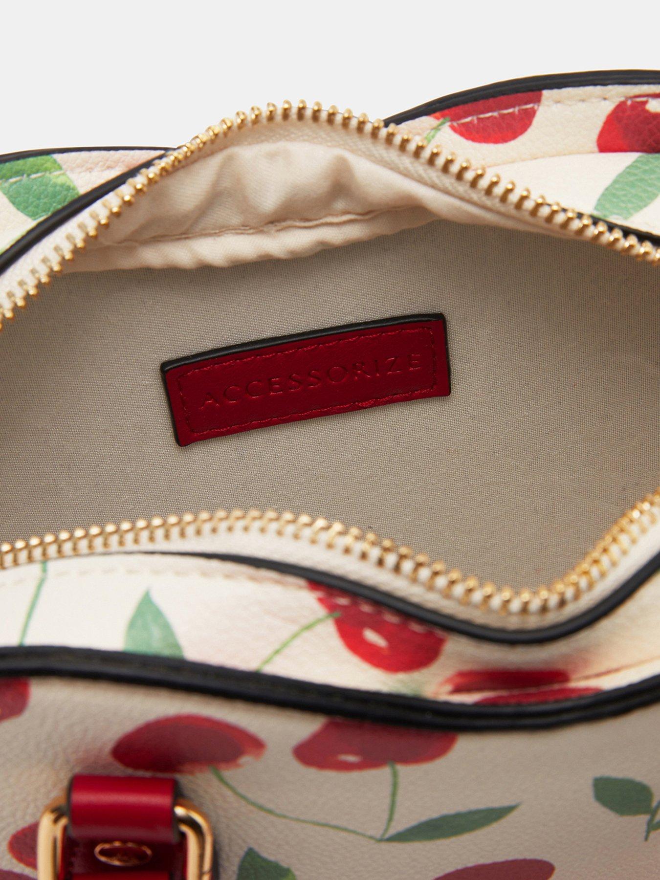  image of accessorize-cherry-print-heart-crossbody-bag