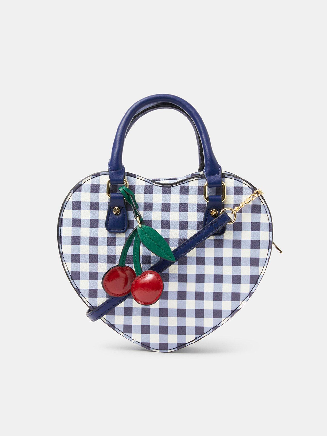  image of accessorize-gingham-heart-crossbody-bag