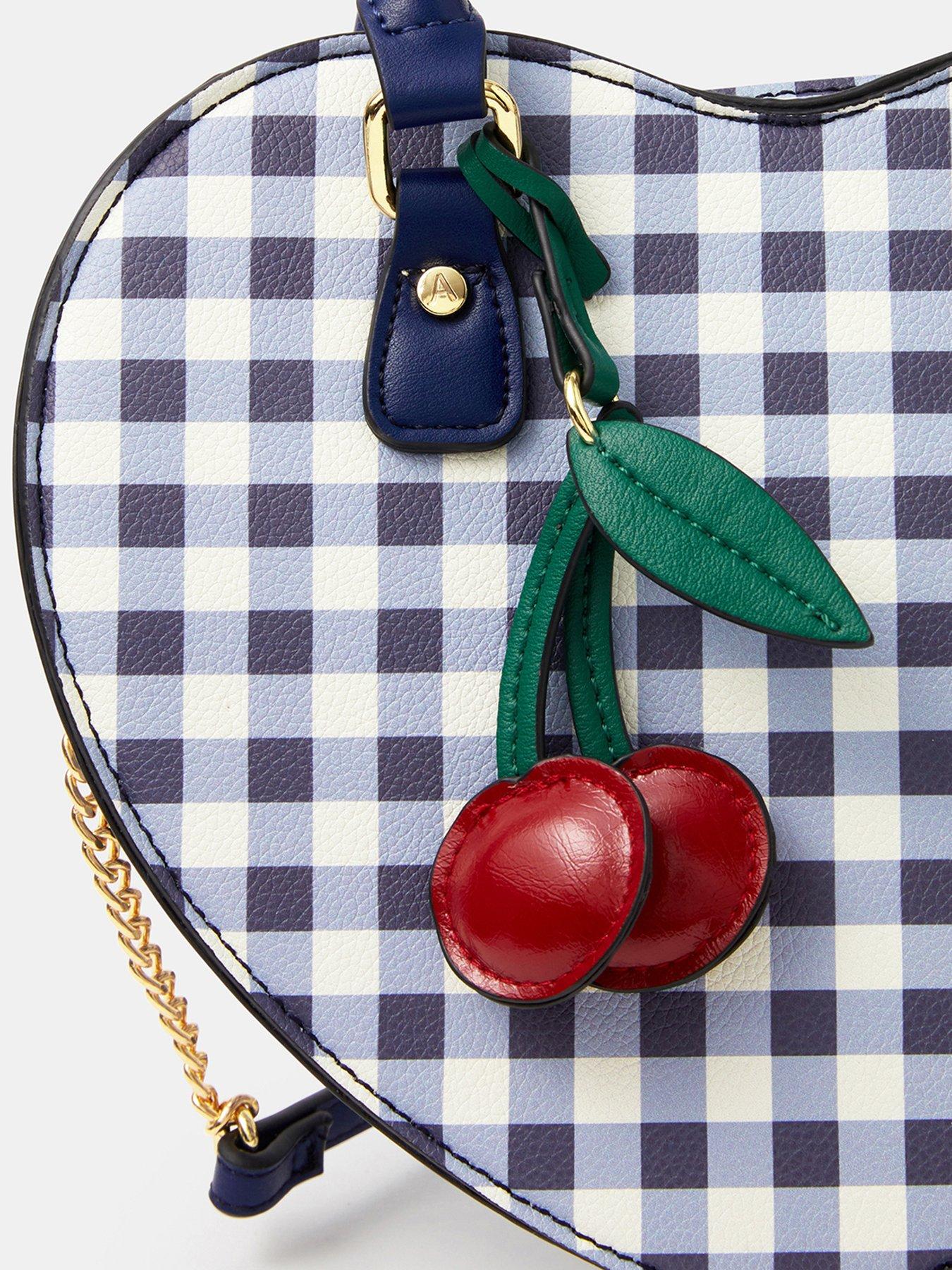  image of accessorize-gingham-heart-crossbody-bag