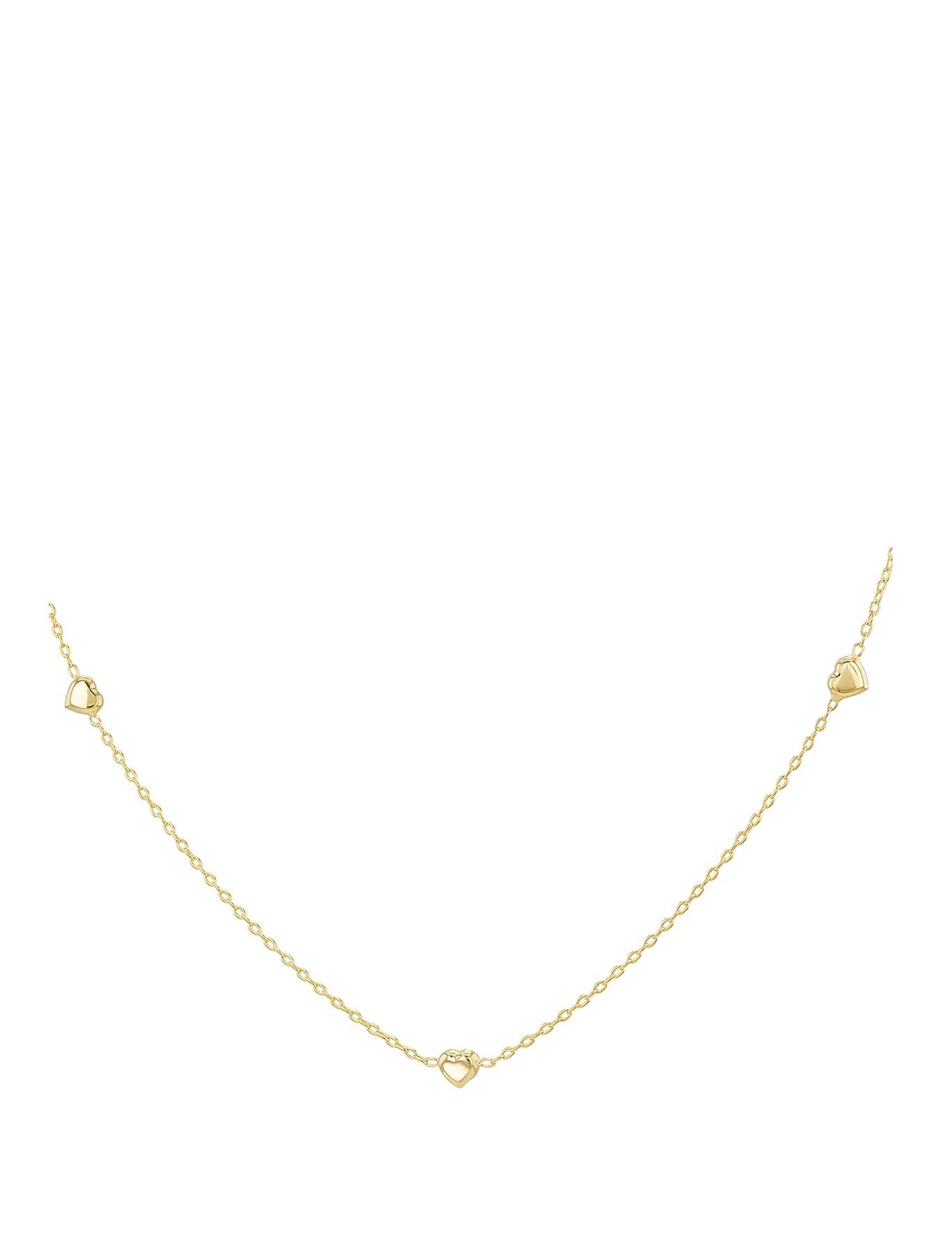 The Love Collection 9ct Yellow Gold 3 Heart Necklet 43cm/17'-46cm/18'
